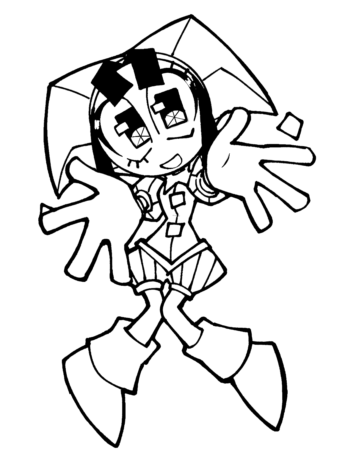 happy jumping pomni character the amazing digital circus line art