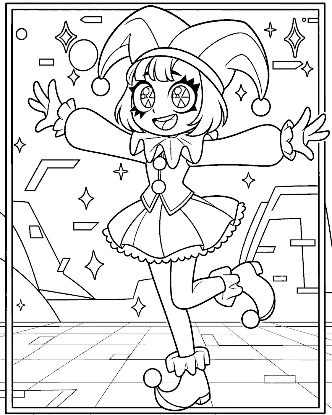 happy pomni dancing circus arena digital floor tadc the amazing digital circus line art