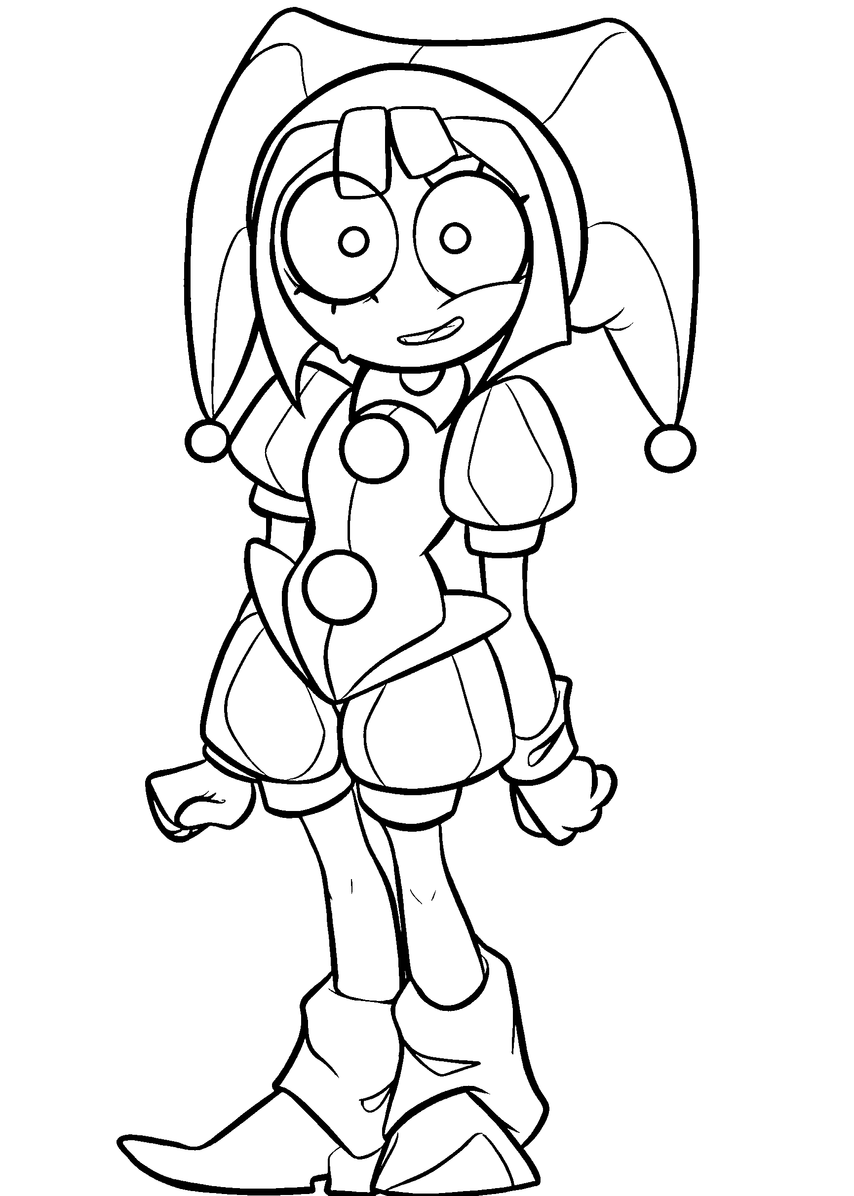 happy pomni smiling jester the amazing digital circus line art