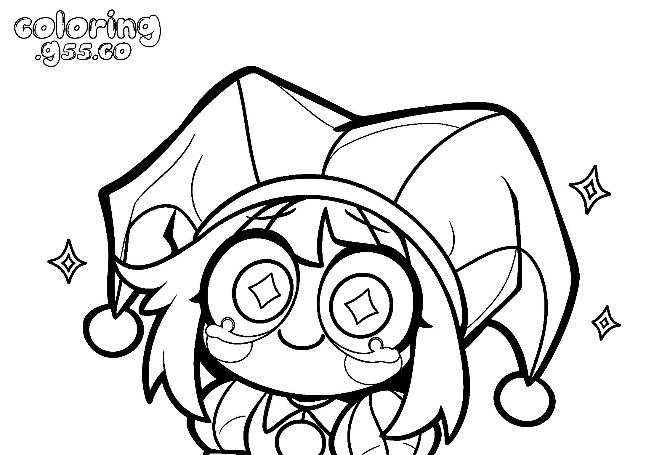 jester pomni digital circus star eyes line art for kids