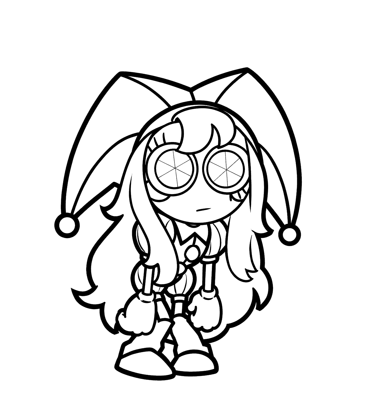 long hair pomni the amazing digital circus line art