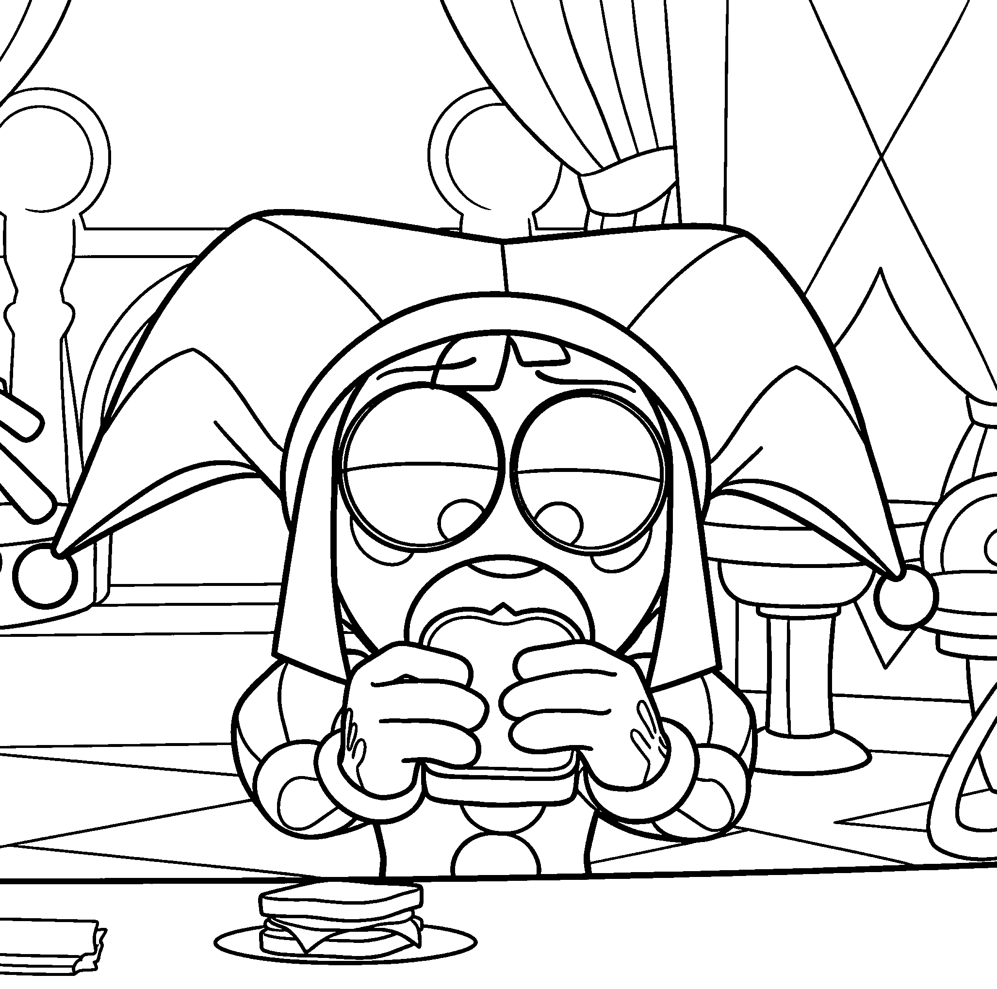 pomni eating a sandwich the amazing digital circus line art