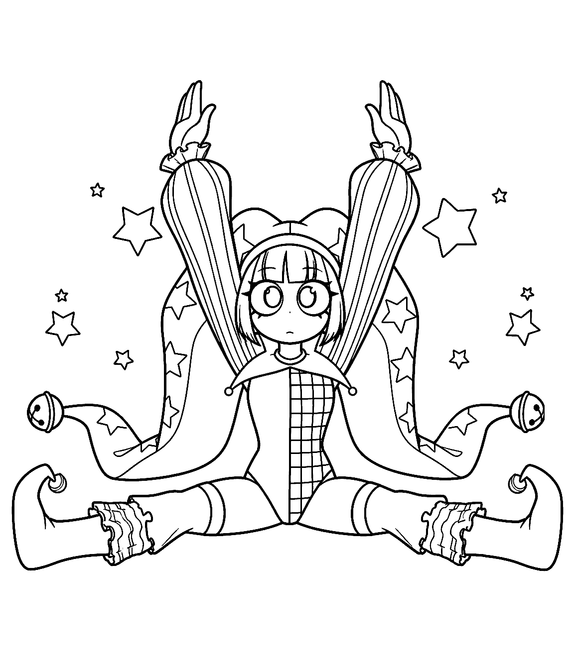 pomni gymnastics split stretch stars background tadc the amazing digital circus line art