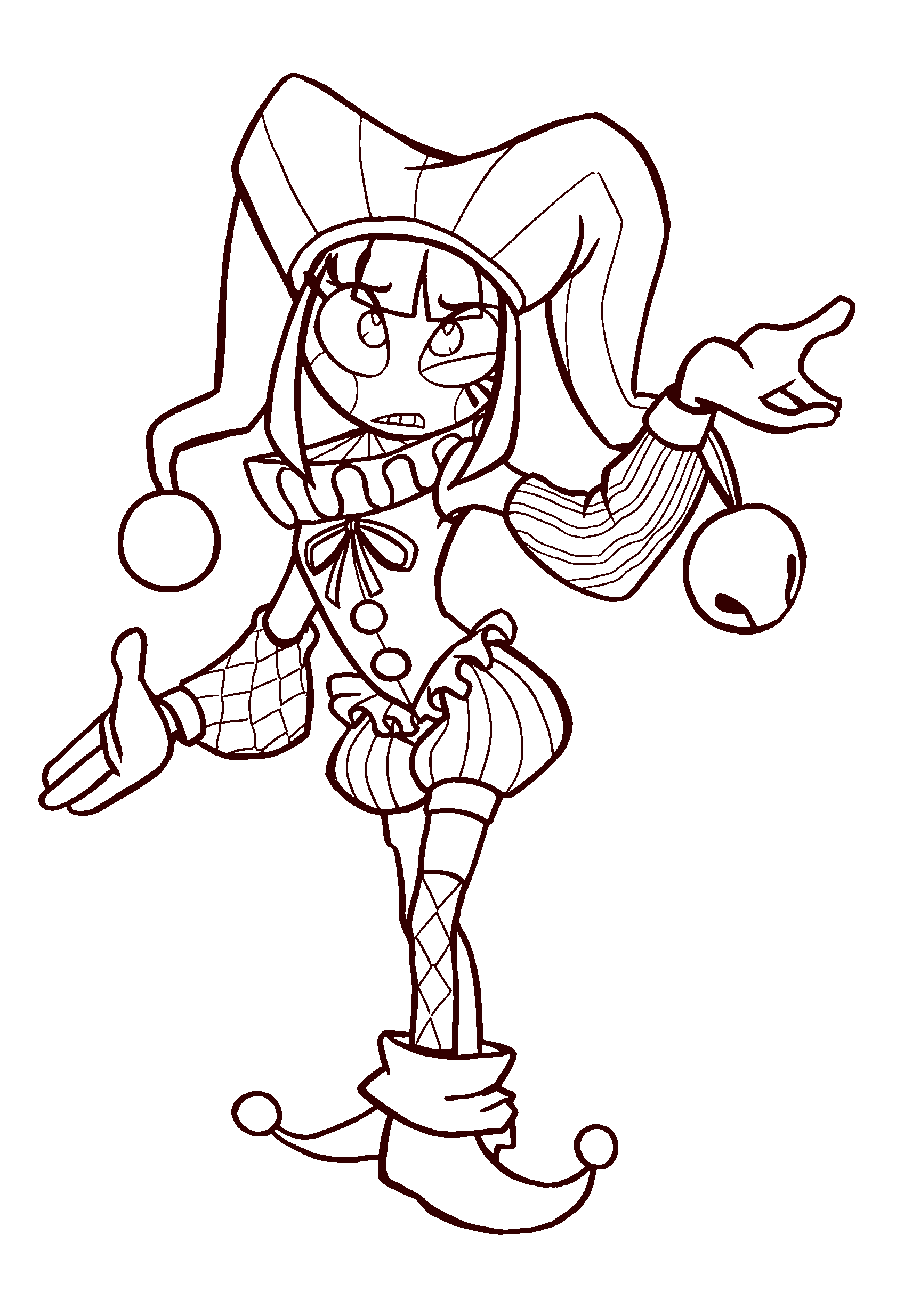pomni jester outfit full body line art