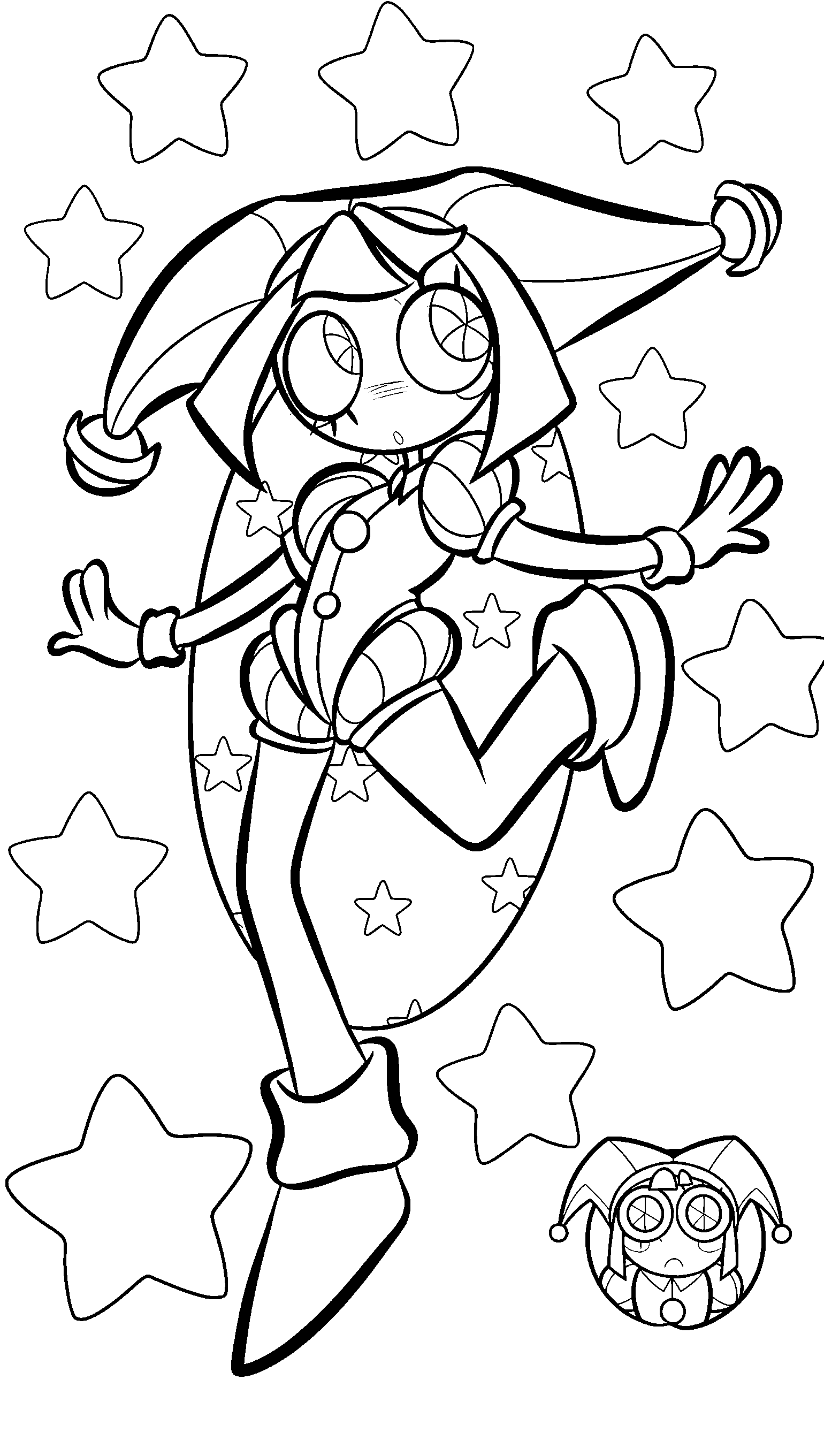 pomni jumping among stars the amazing digital circus line art