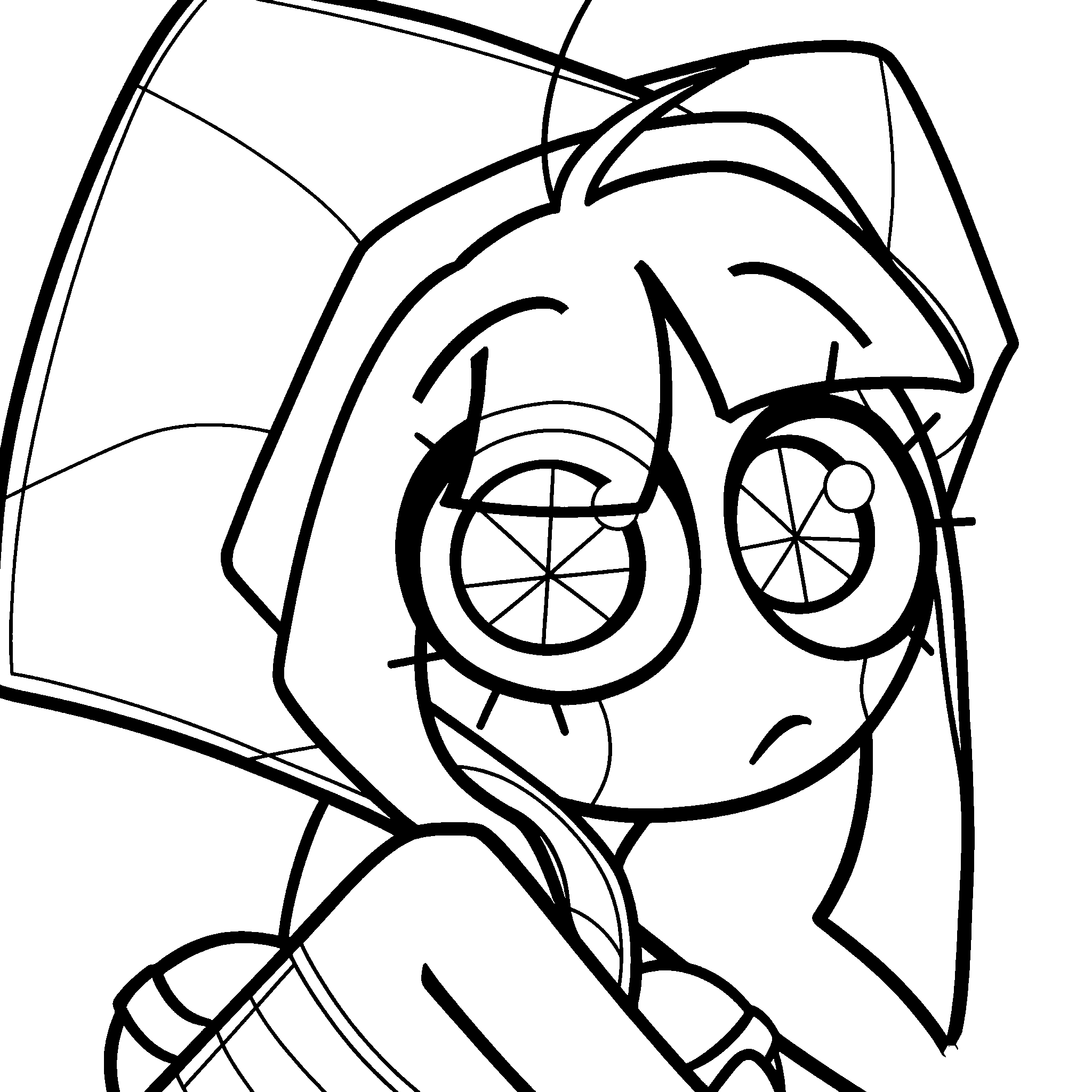pomni looking back cute confused jester face tadc the amazing digital circus line art