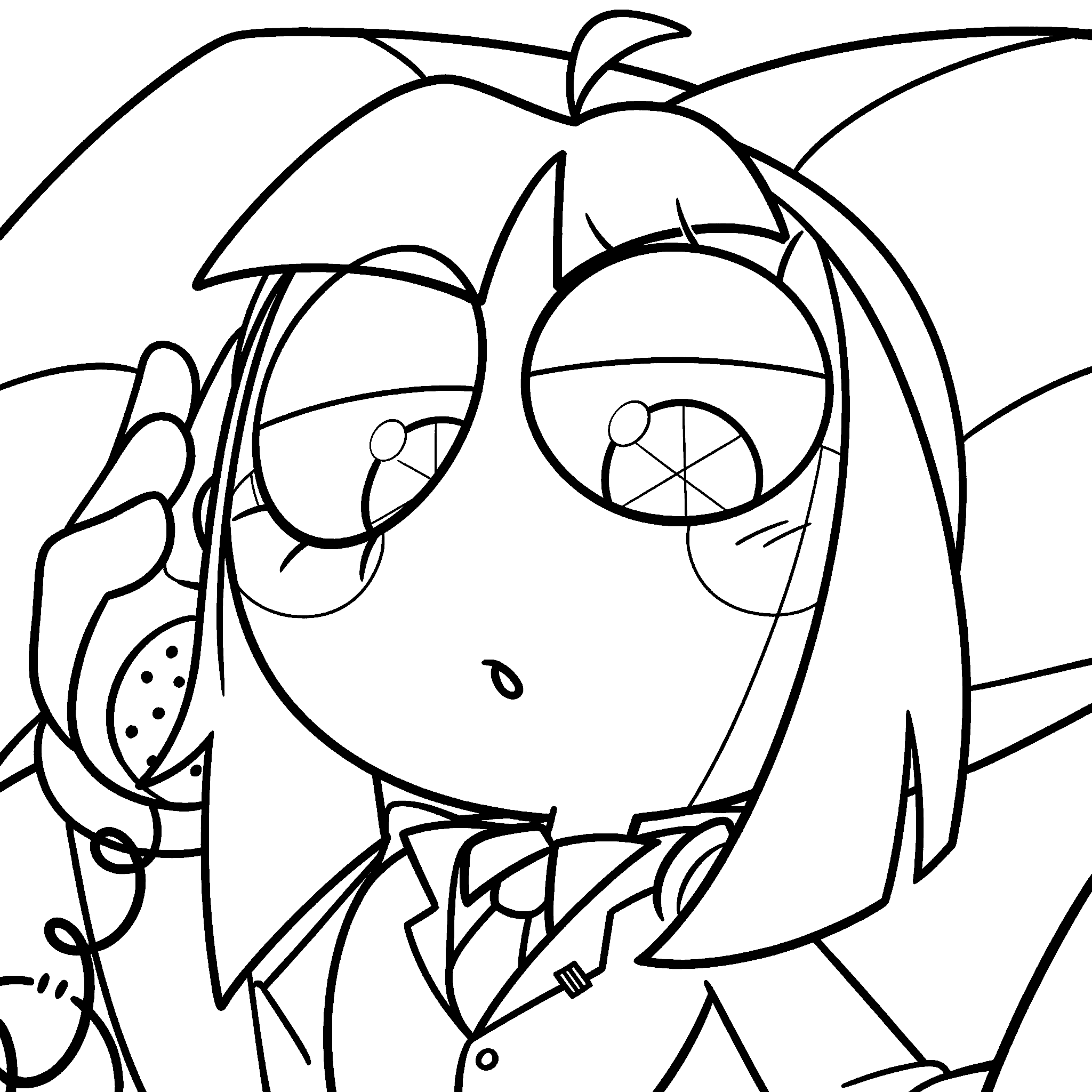 pomni office worker talking on retro telephone tadc the amazing digital circus line art