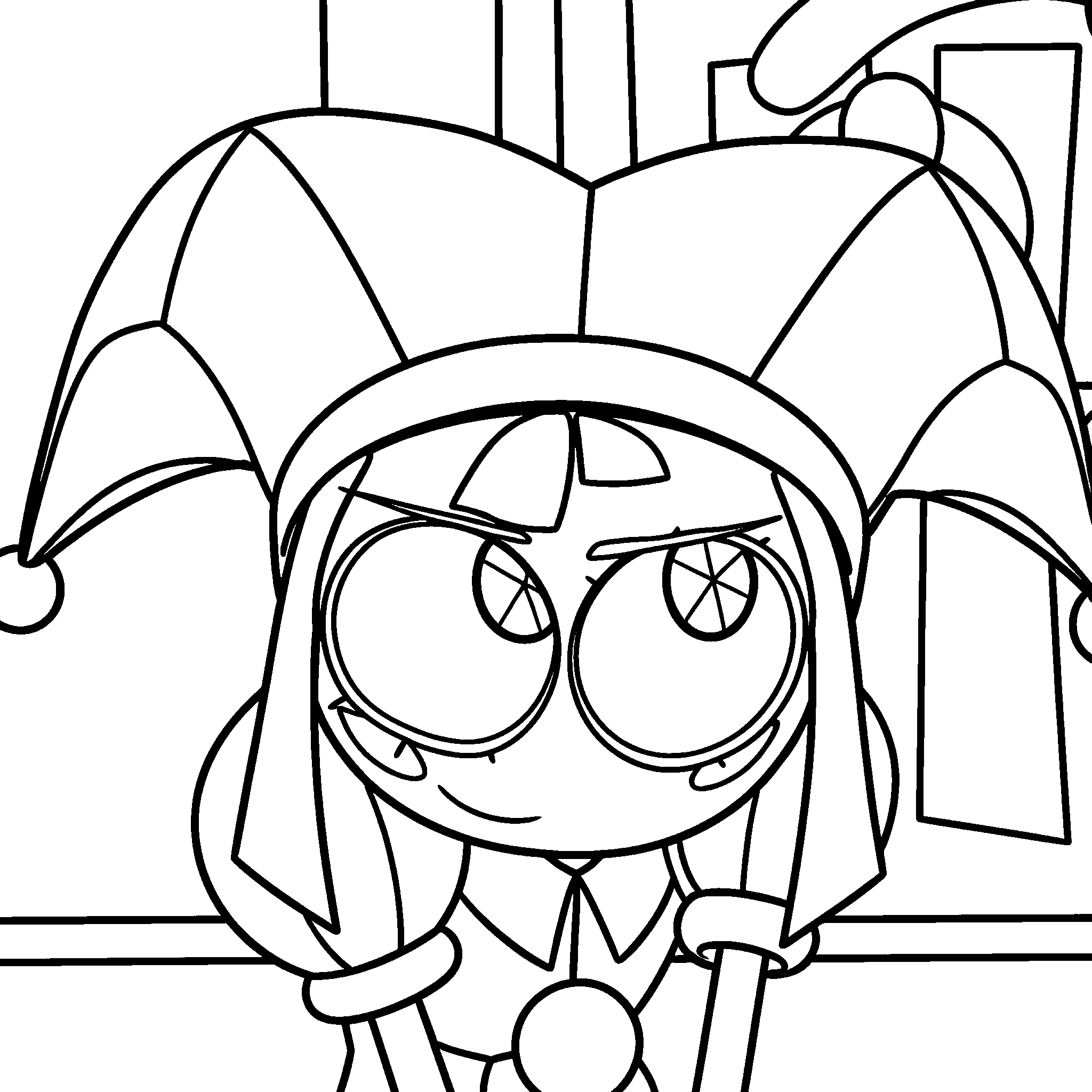 pomni portrait close up the amazing digital circus line art