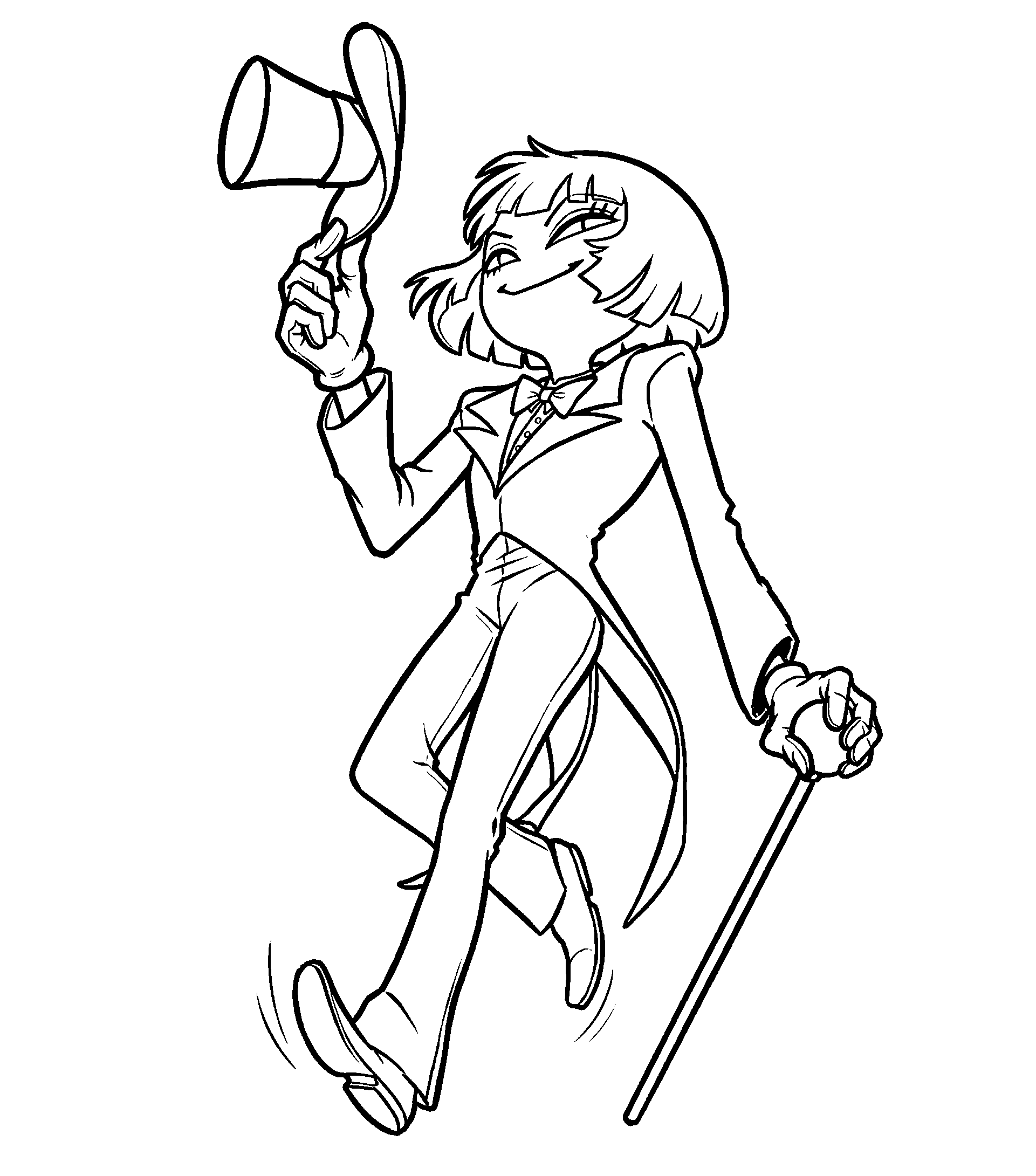 pomni showmaster suit with cane line art