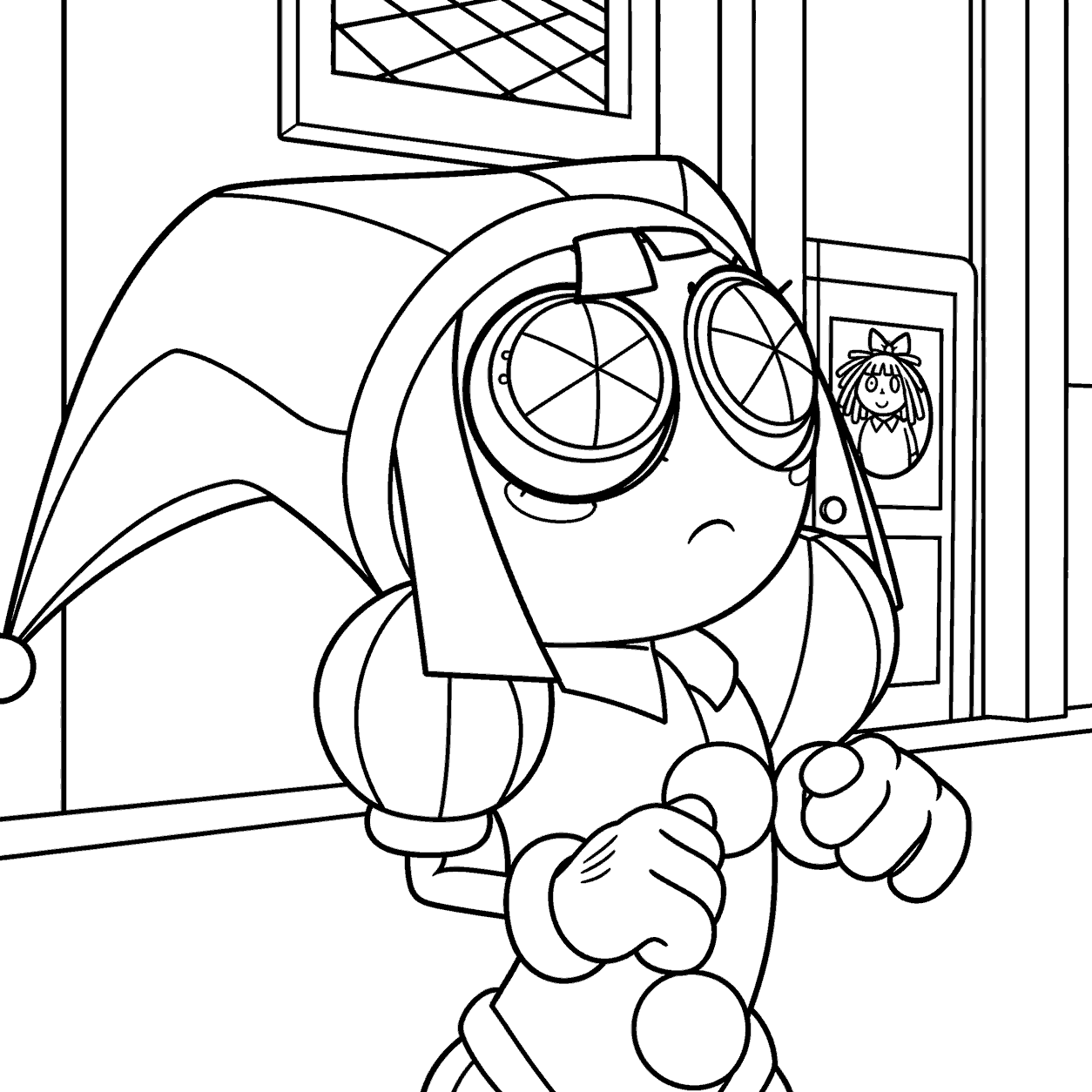 pomni walking circus corridor ragatha door tadc the amazing digital circus line art