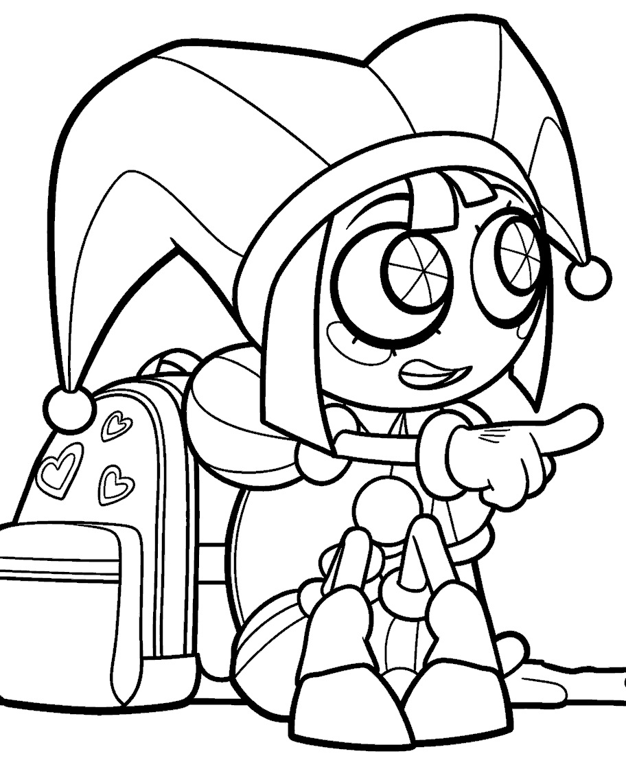 pomni with heart backpack the amazing digital circus line art
