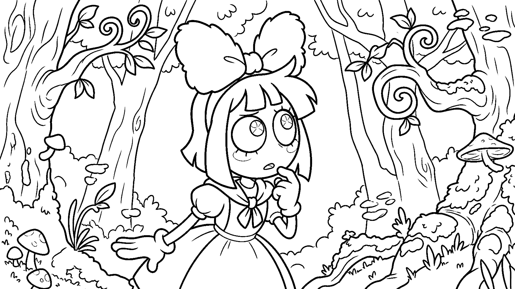 pomni wonderland forest adventure tadc the amazing digital circus line art