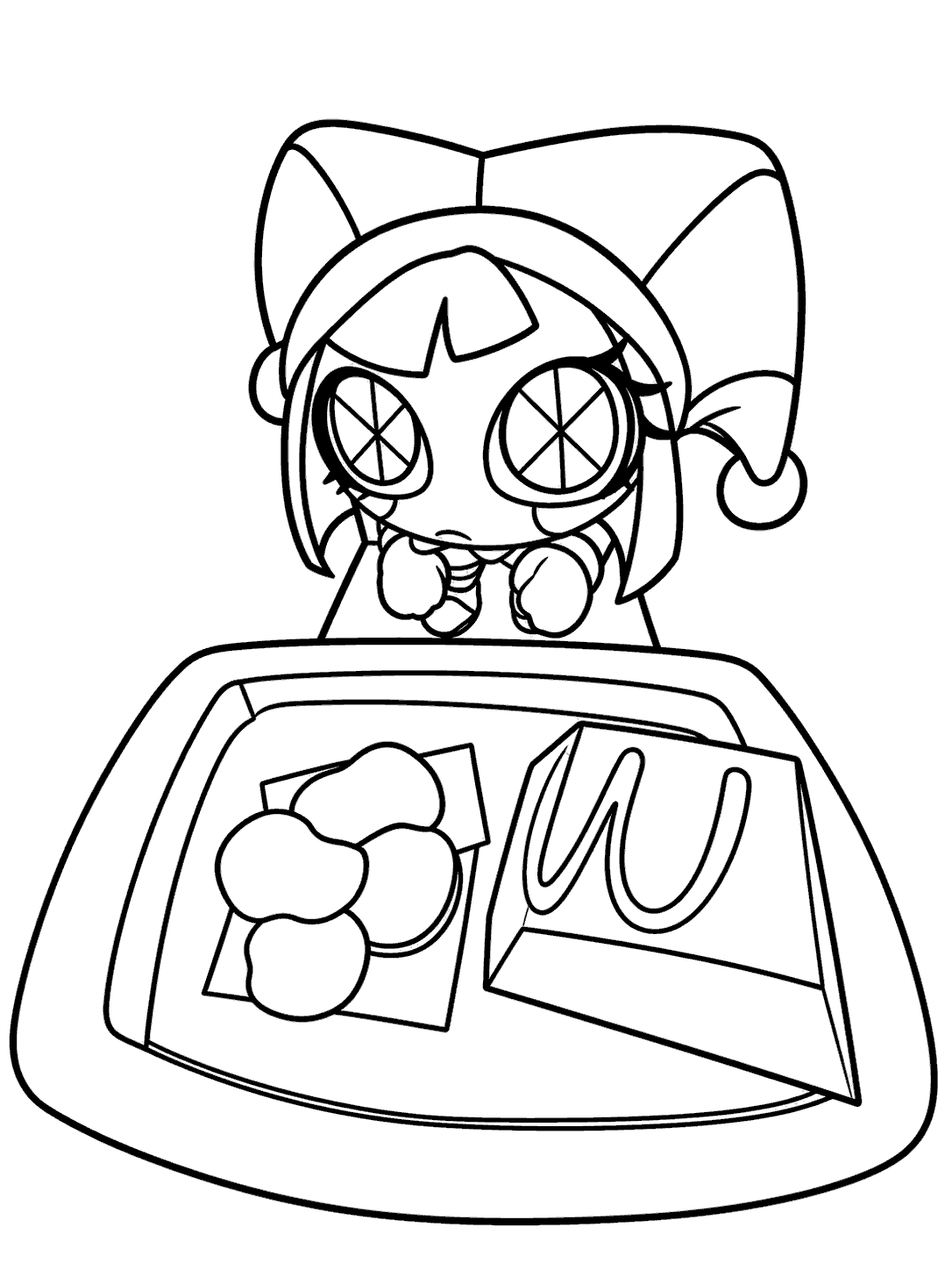 sad pomni eating fast food nuggets the amazing digital circus line art