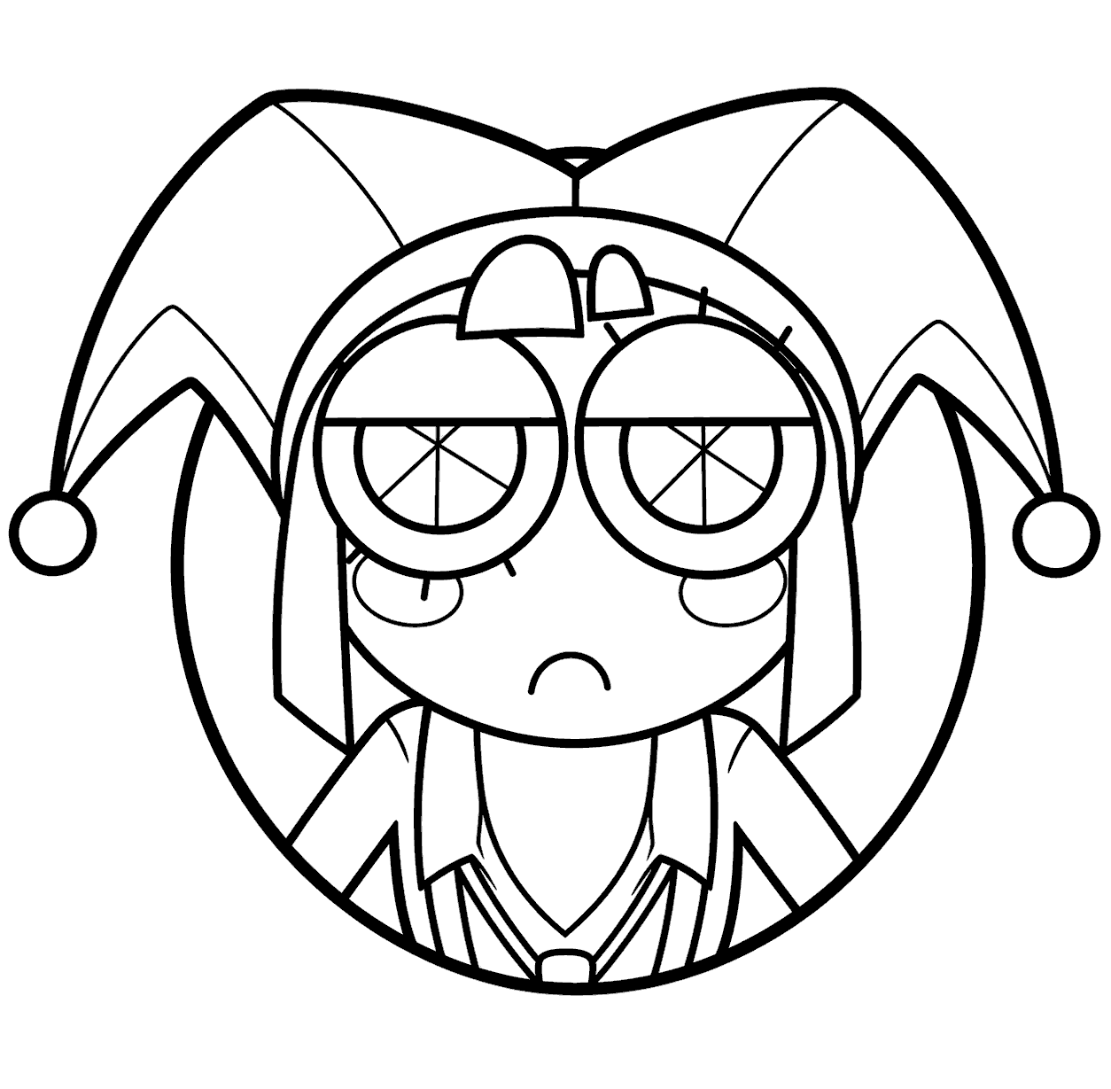sad pomni round frame icon tadc the amazing digital circus line art