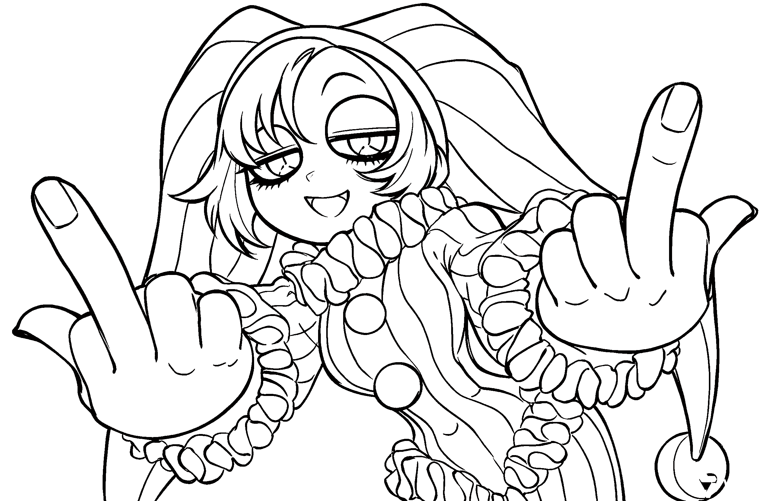 sassy pomni showing middle finger funny jester tadc the amazing digital circus line art