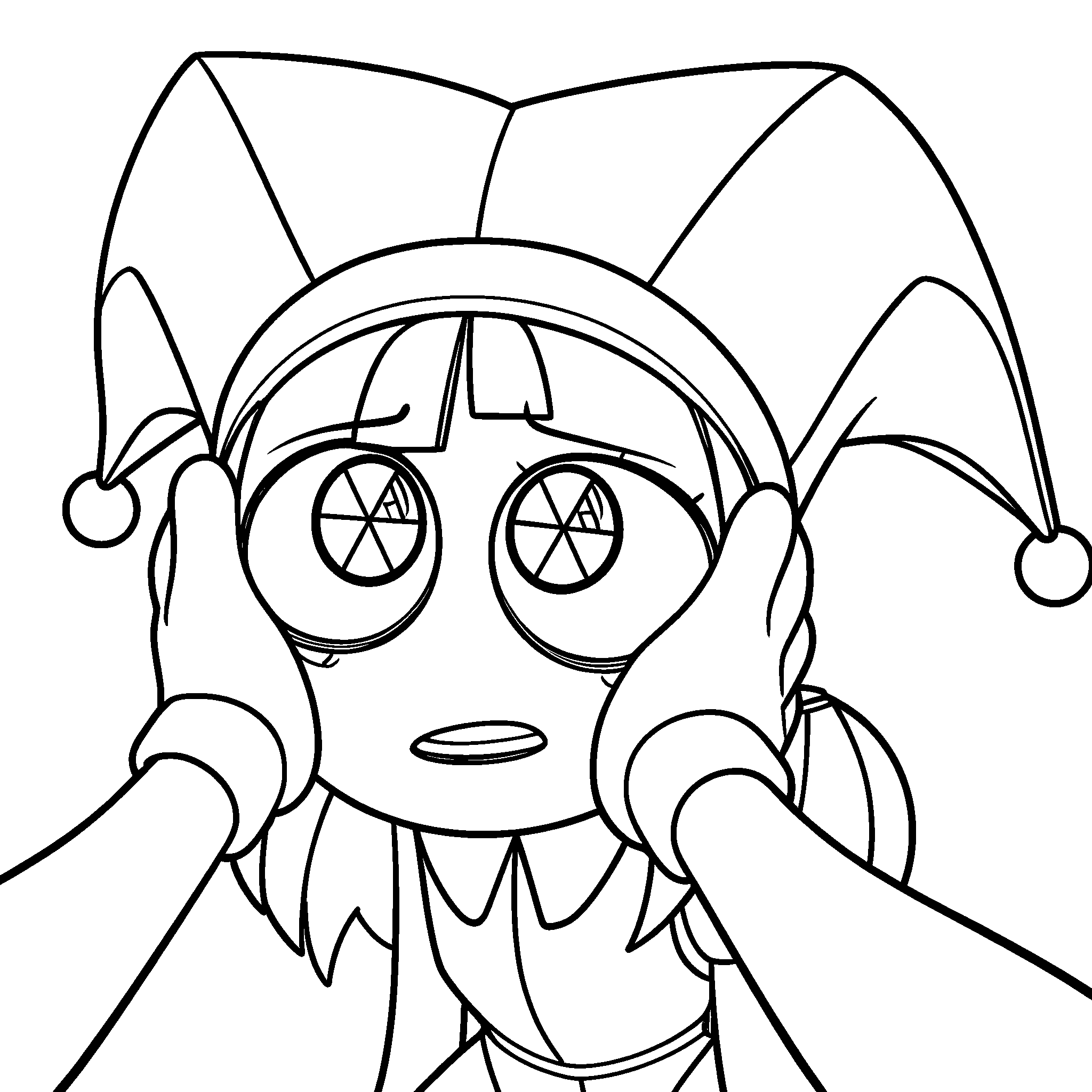 shocked pomni close up face tadc the amazing digital circus line art