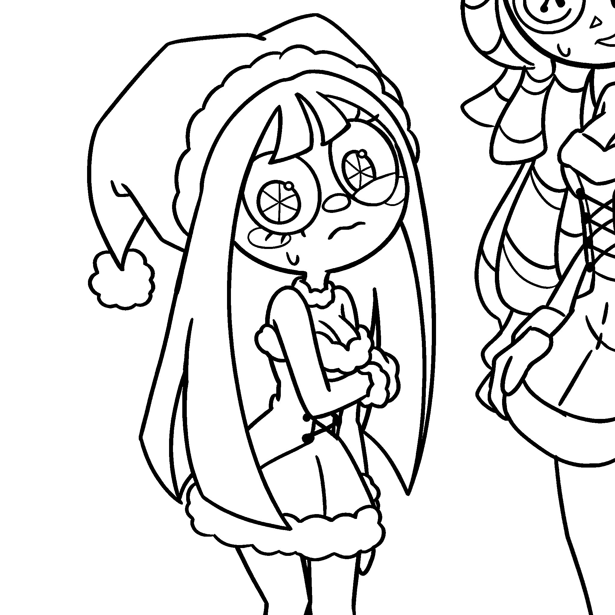 shy christmas santa pomni the amazing digital circus line art