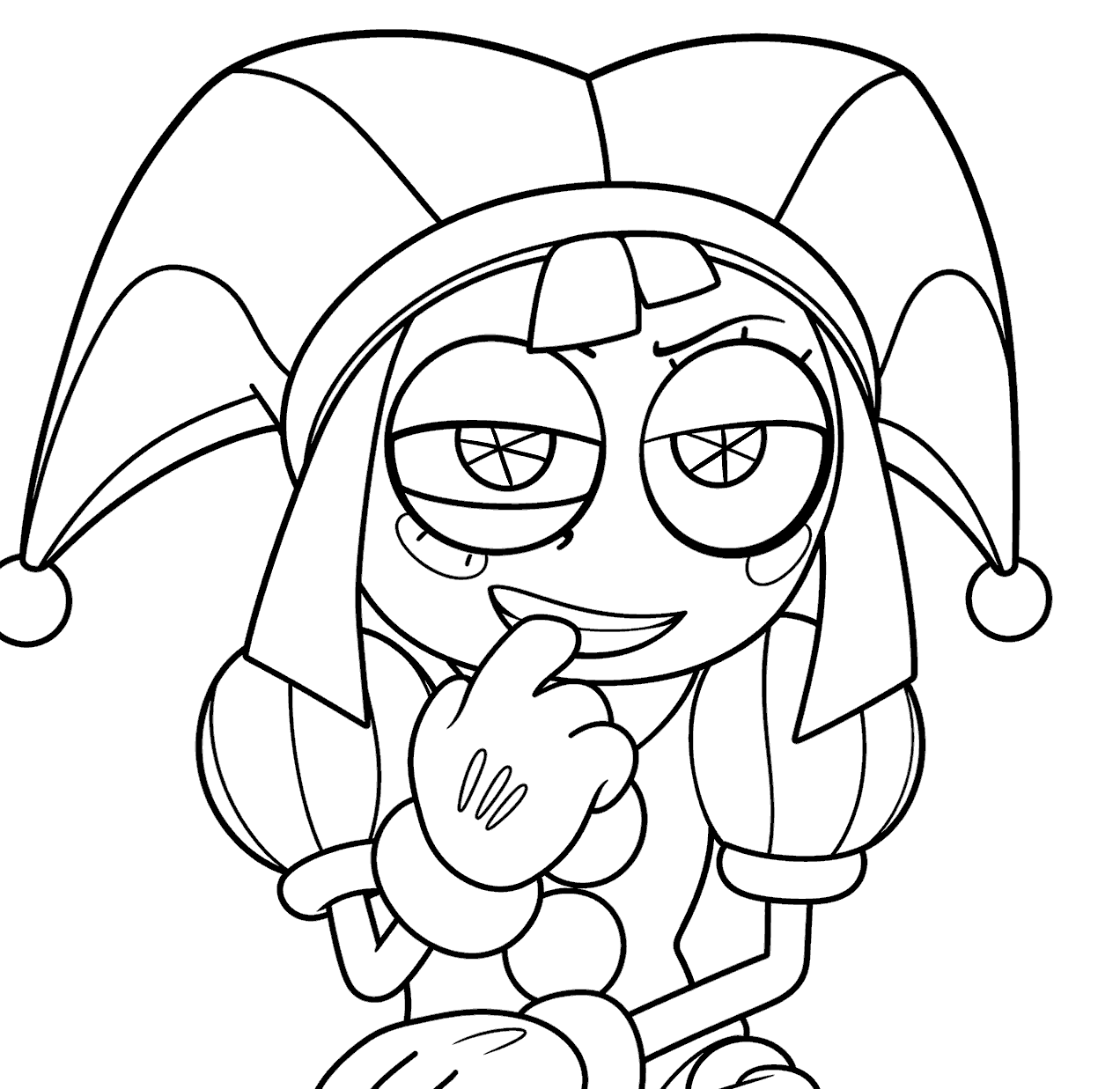 smirk pomni face sarcastic expression tadc the amazing digital circus line art