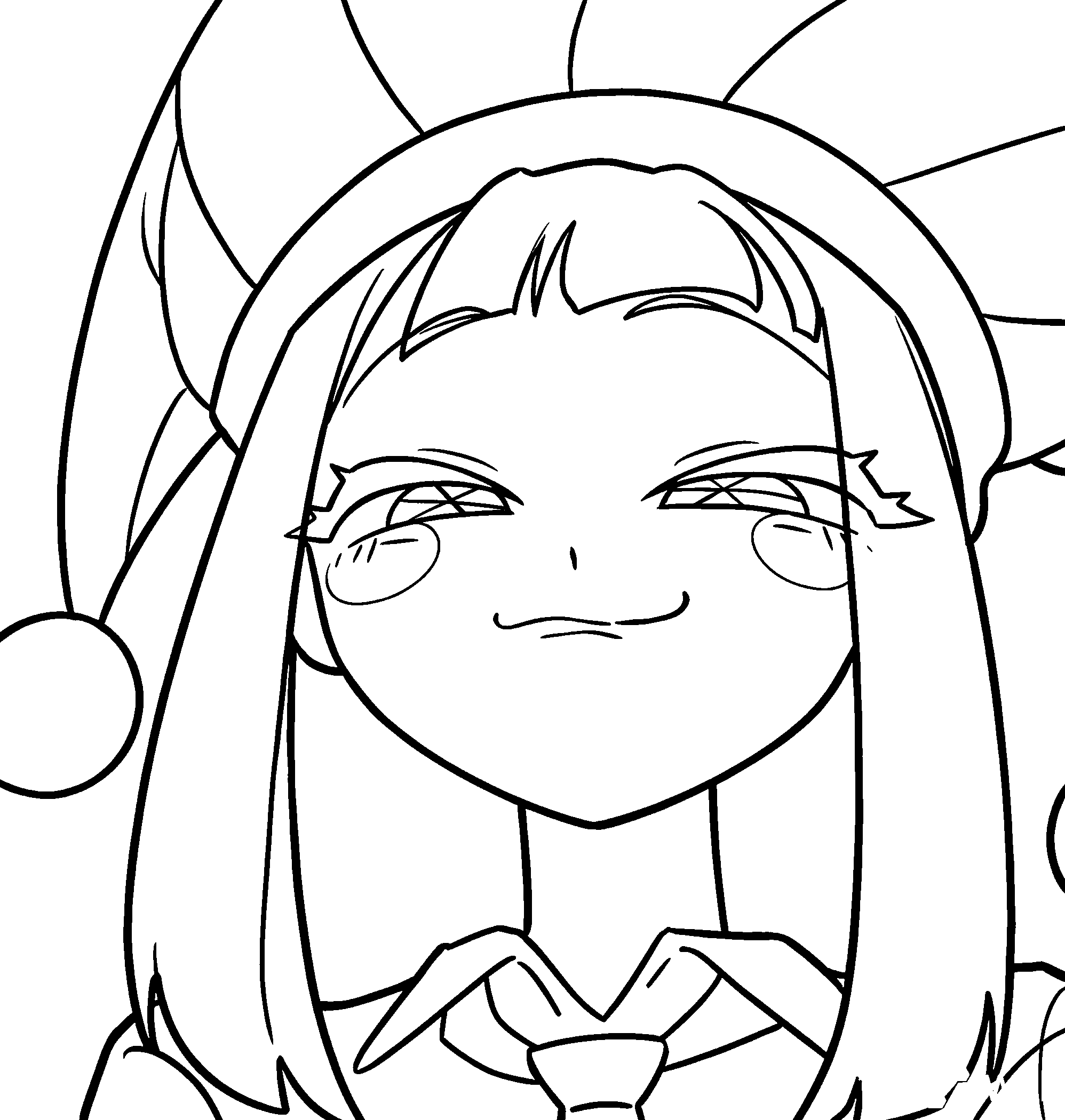 smug anime style pomni meme face squeezing eyes tadc the amazing digital circus line art
