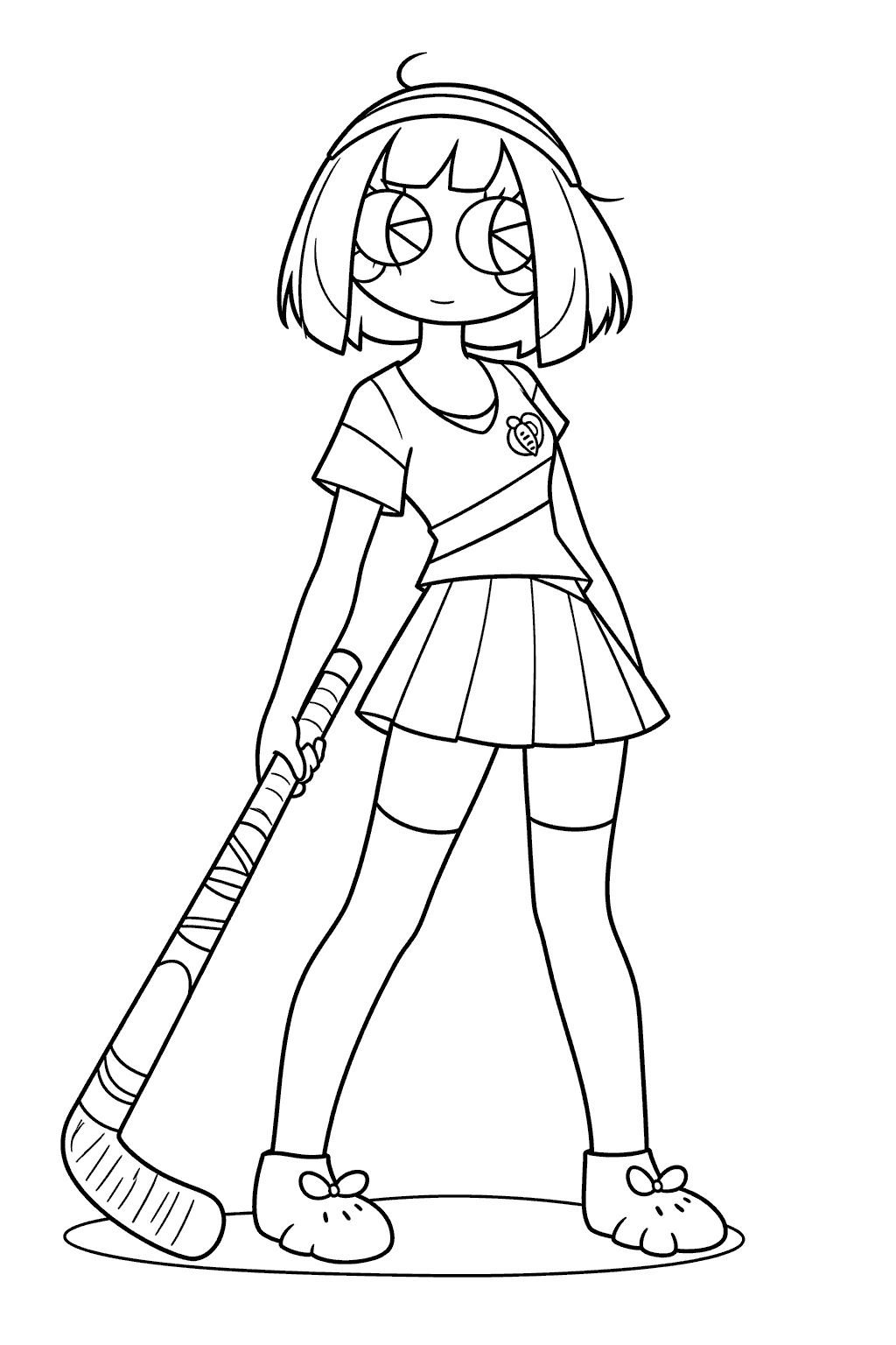 sporty pomni holding hockey stick uniform outfit tadc the amazing digital circus line art