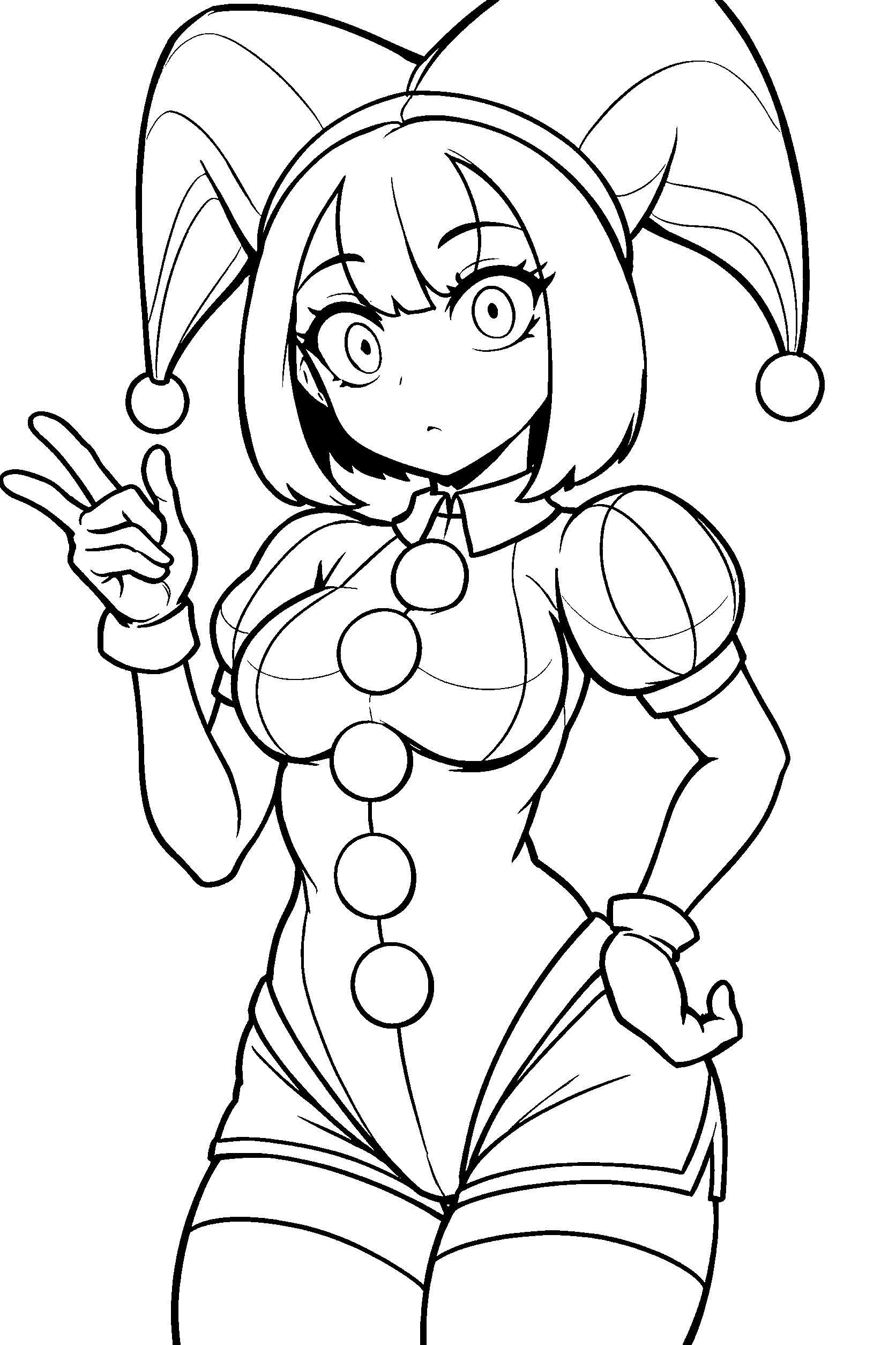 stylish pomni peace sign the amazing digital circus line art