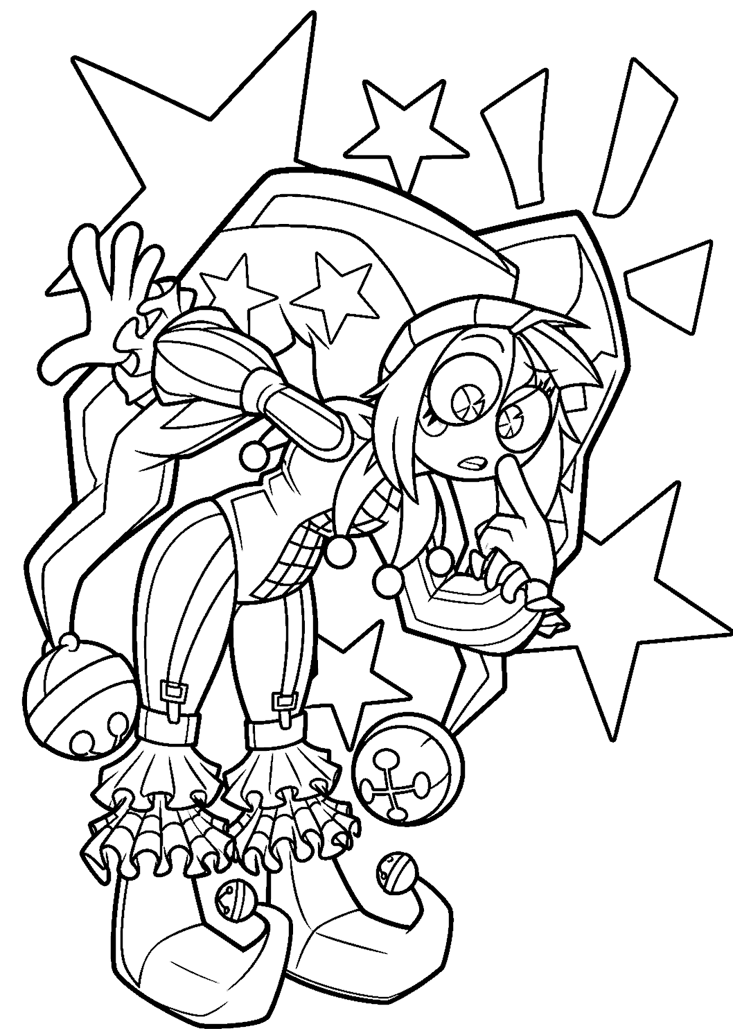 surprised pomni jester magic stars tadc the amazing digital circus line art
