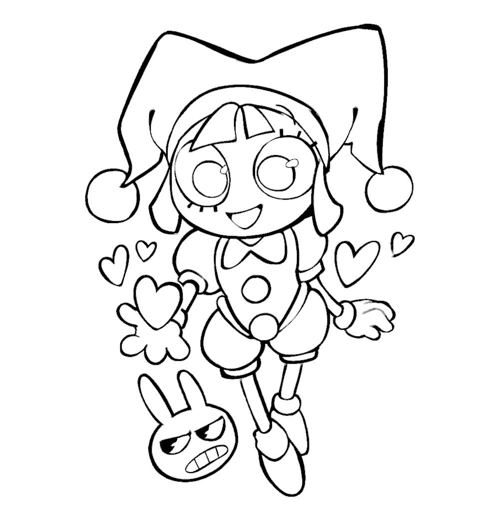 sweet hearts pomni and jax the amazing digital circus line art