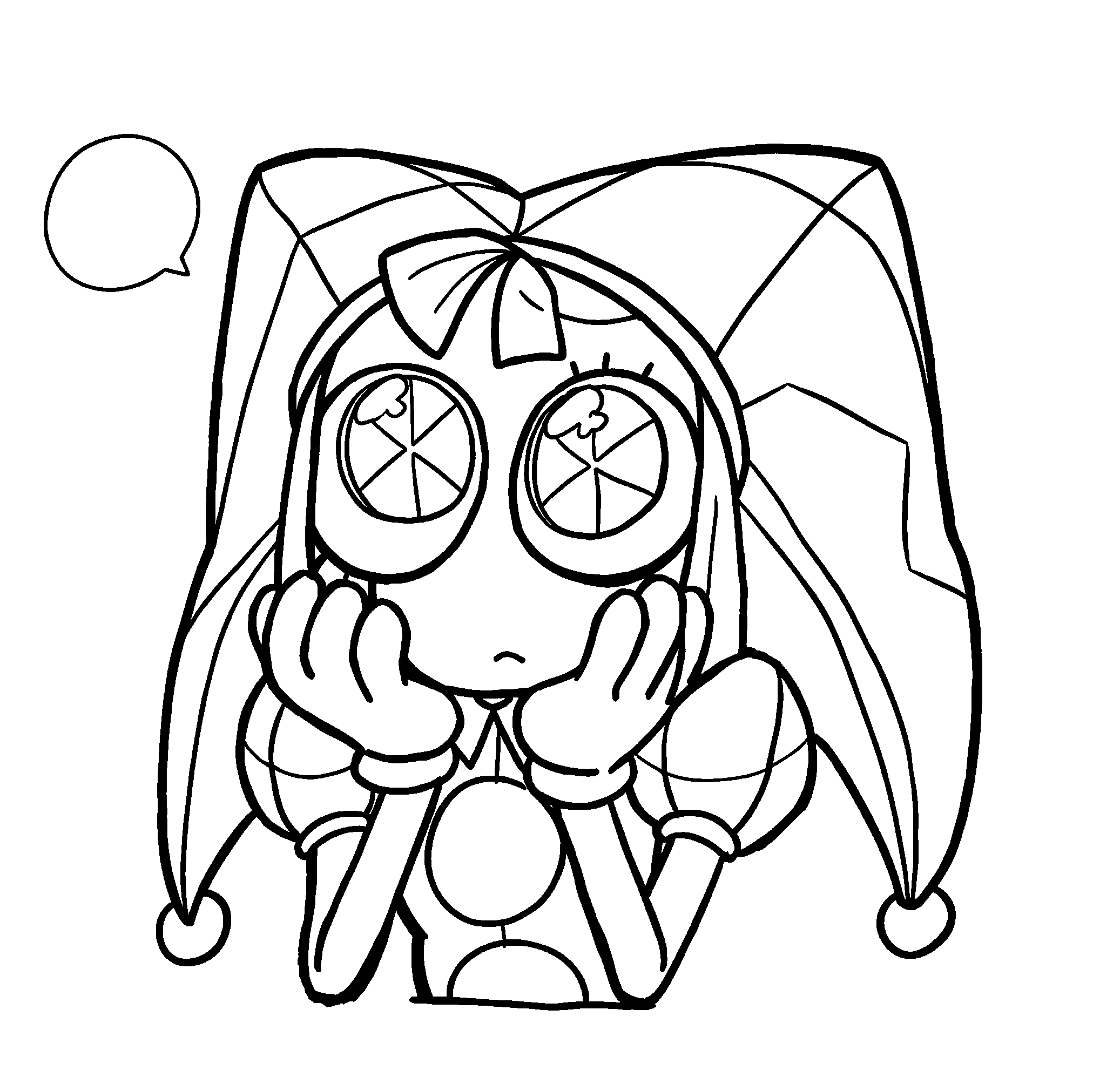 thinking pomni the amazing digital circus line art