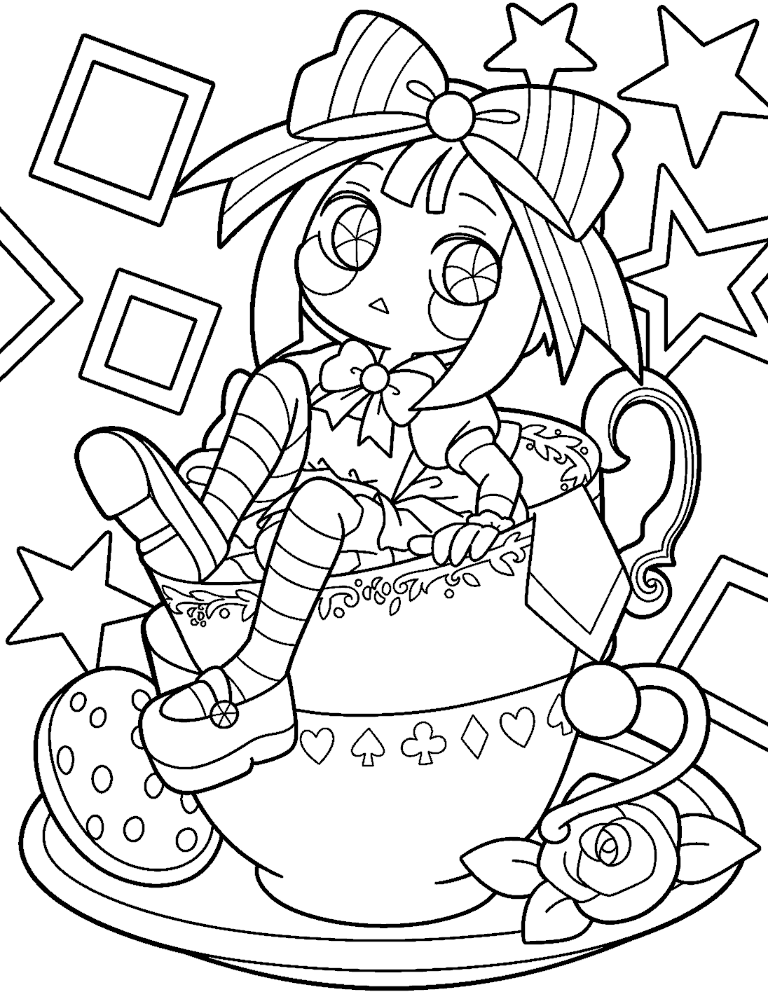 tiny pomni sitting in tea cup tadc the amazing digital circus line art