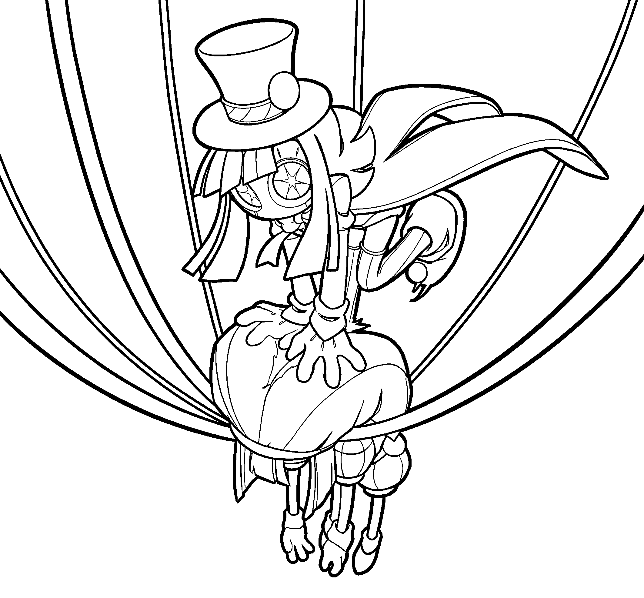 two pomni characters saving each other tadc the amazing digital circus line art