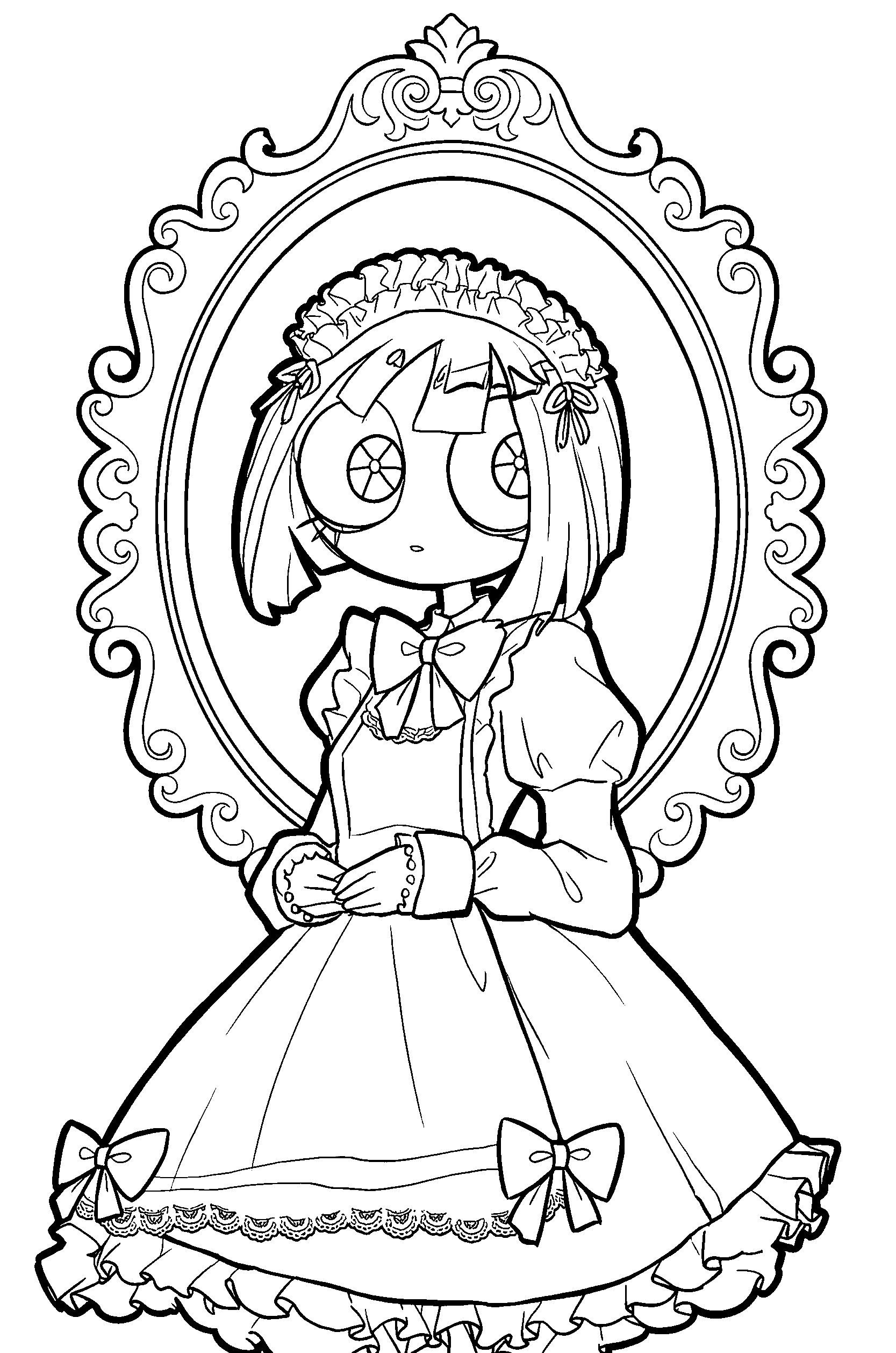 victorian maid dress pomni vintage frame background tadc the amazing digital circus line art