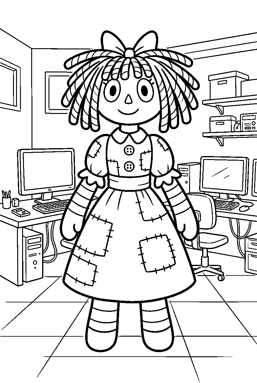 digital circus ragatha in computer room line art