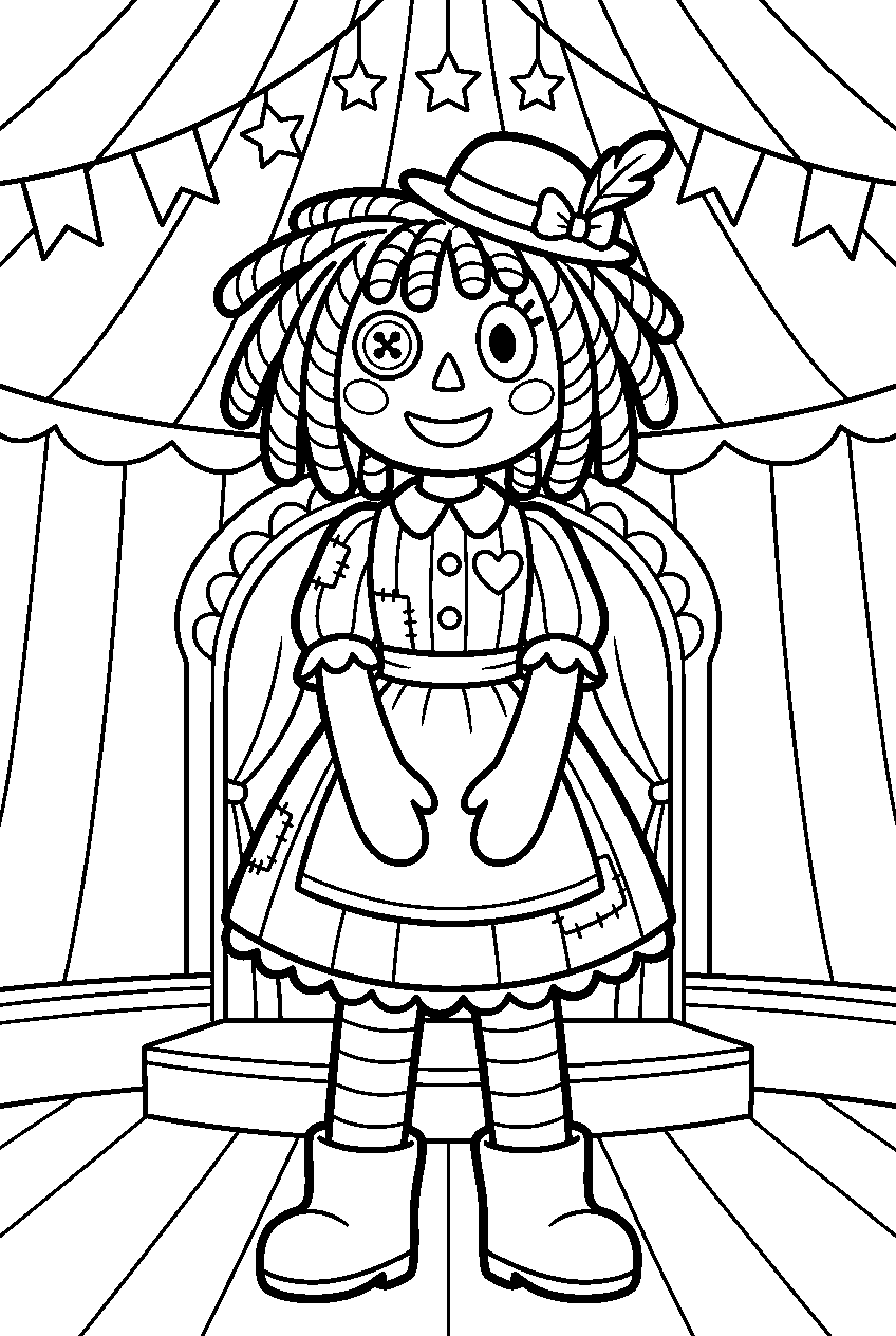 digital circus ragatha in digital circus tent line art