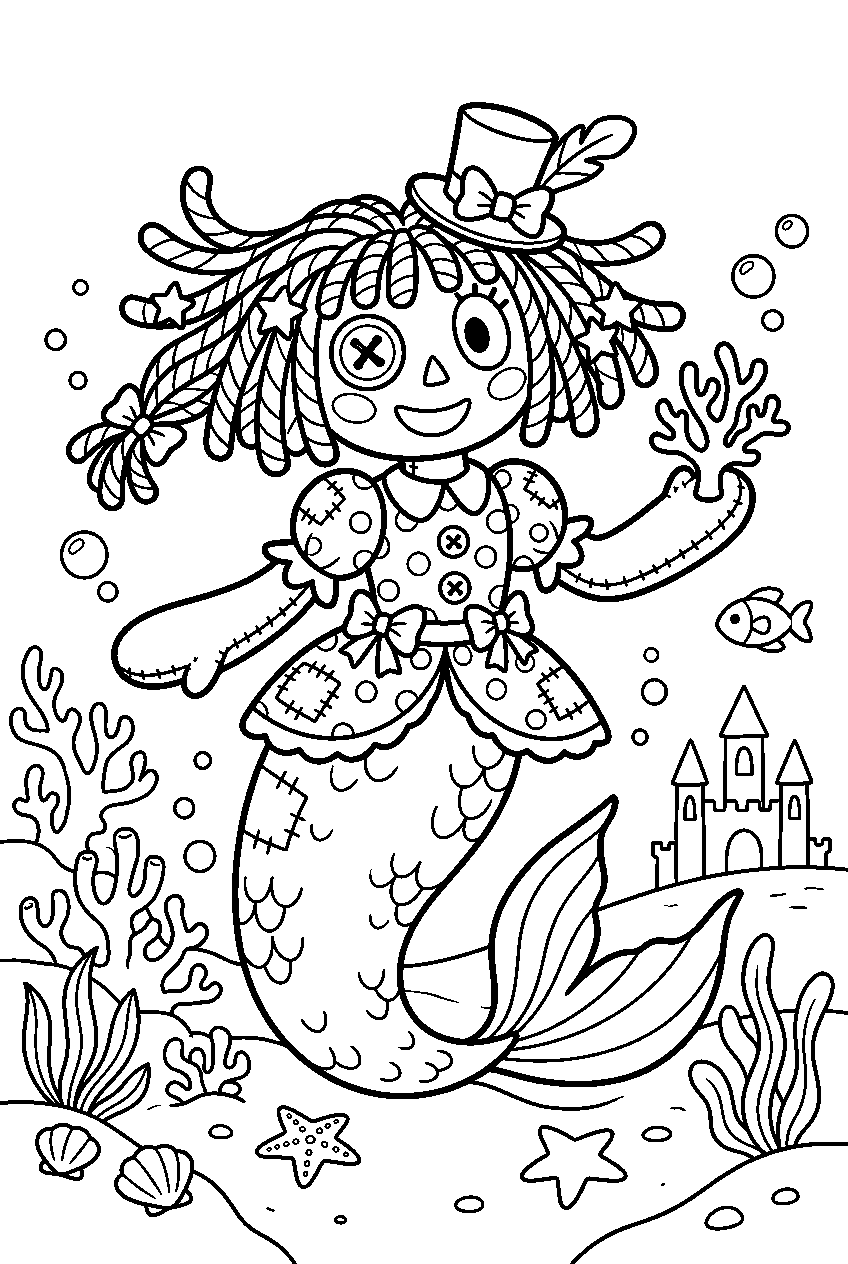 digital circus ragatha in underwater kingdom line art