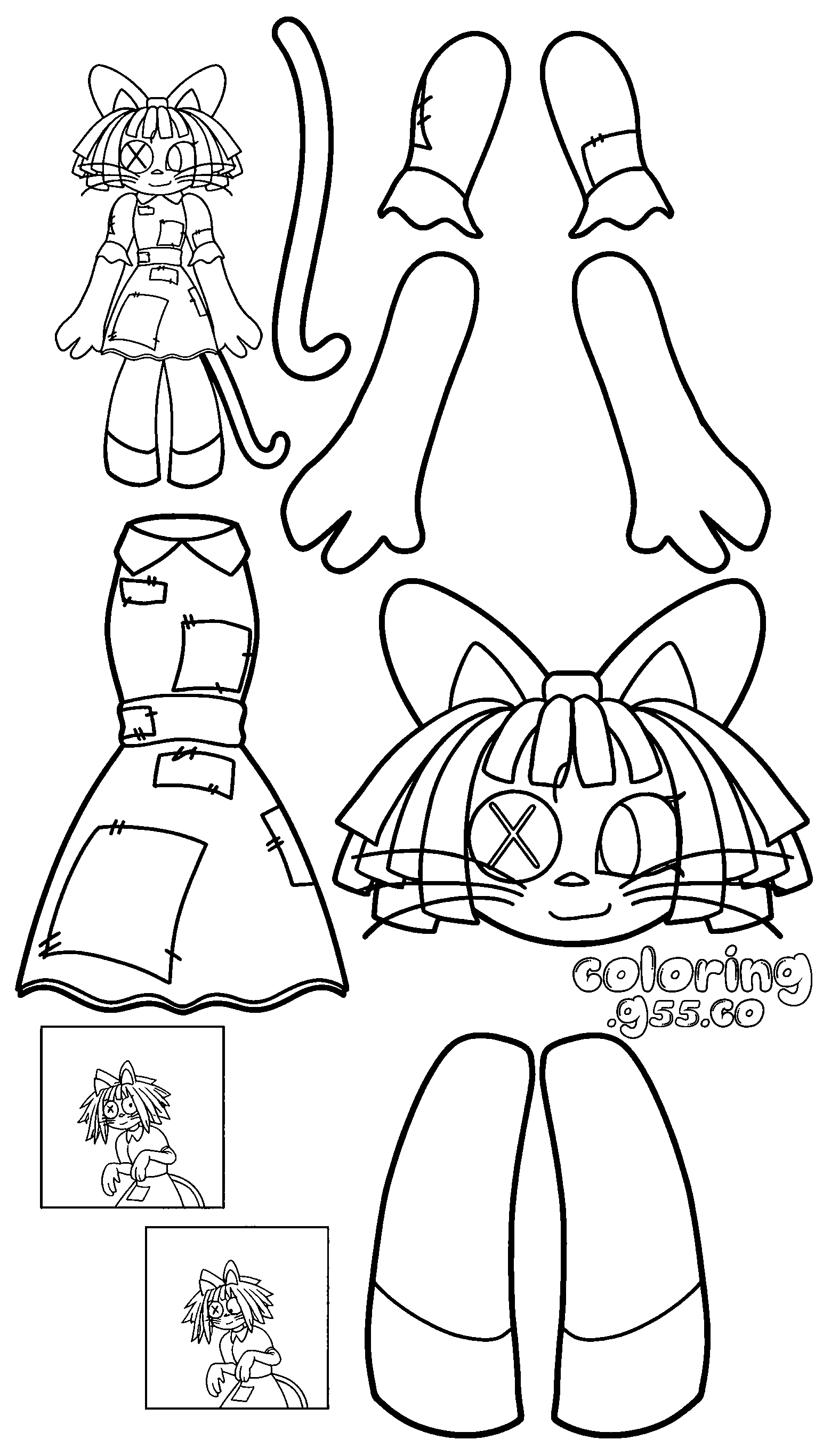 ragatha cat cosplay dress up paper doll outfit set for kids tadc the amazing digital circus line art
