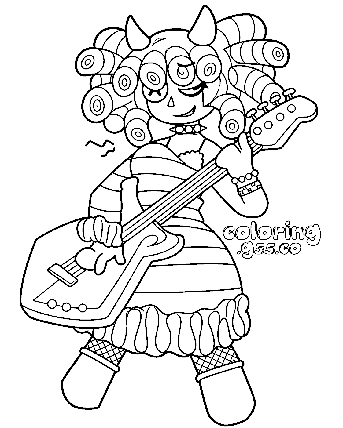 ragatha rock star playing electric bass guitar for kids tadc the amazing digital circus line art