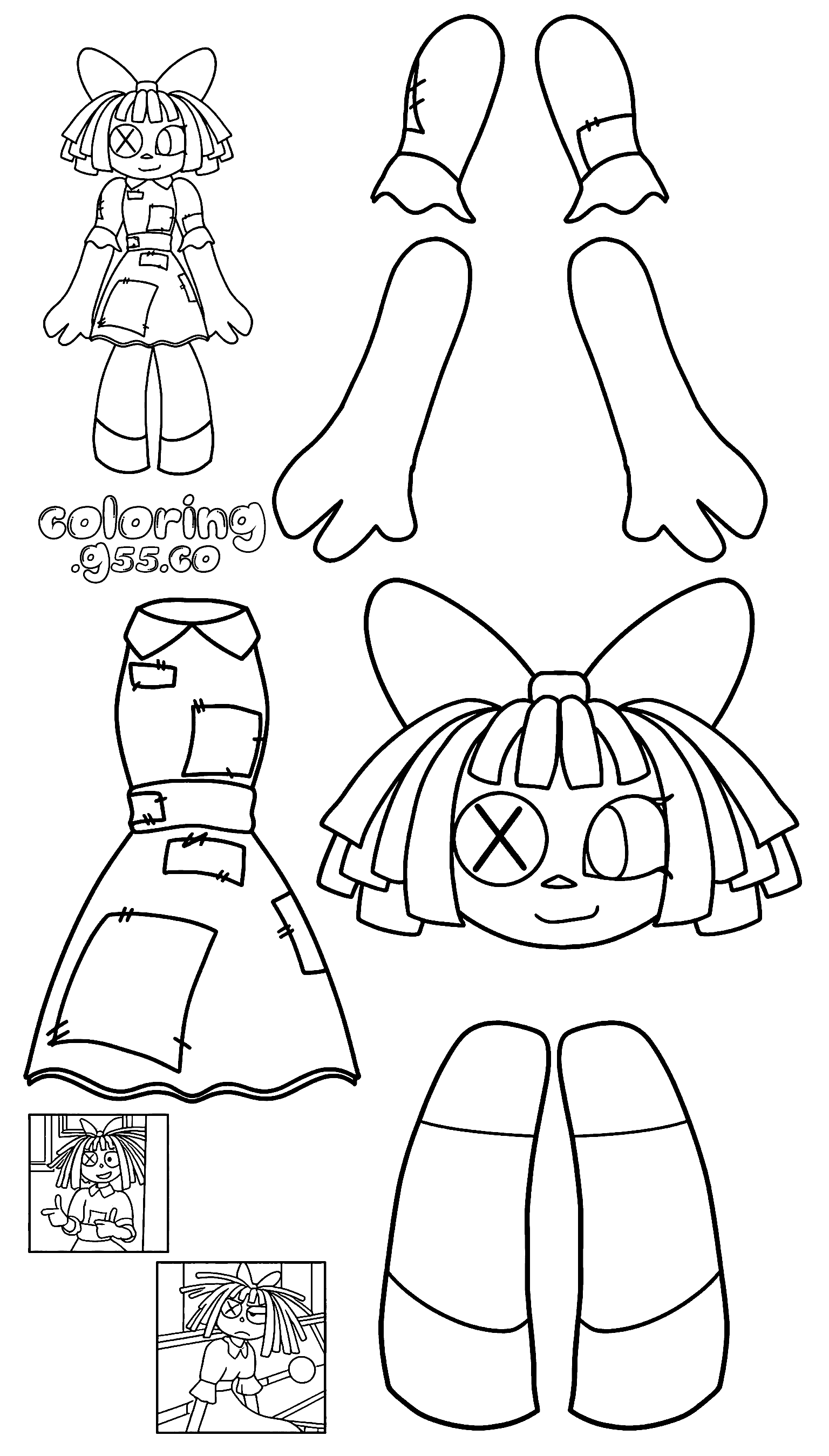 tadc ragatha doll paper cutout line art