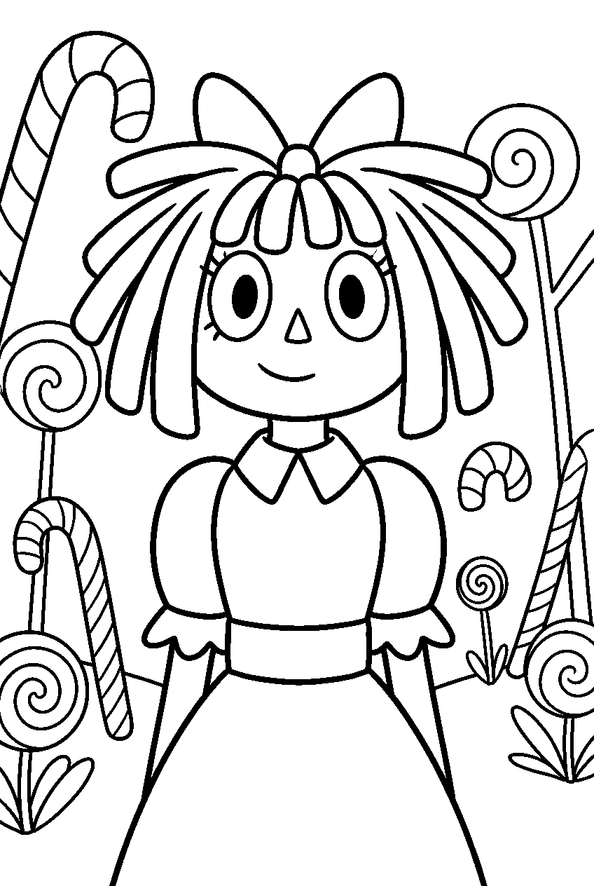 ragatha from the amazing digital circus in candy forest line art