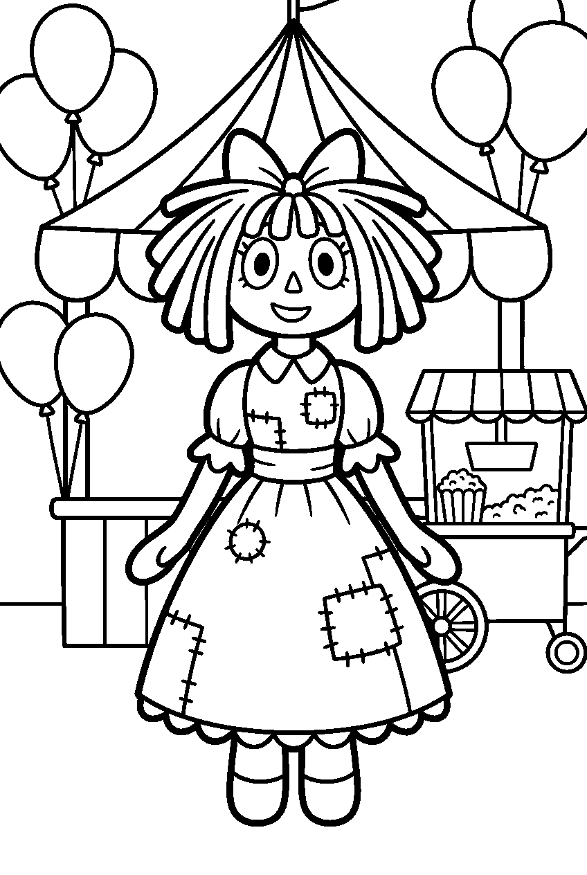 ragatha from the amazing digital circus in carnival midway line art