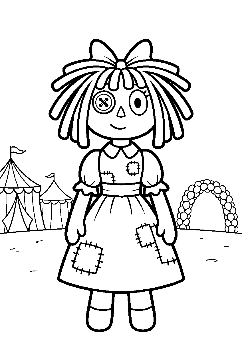 ragatha from the amazing digital circus in circus grounds line art