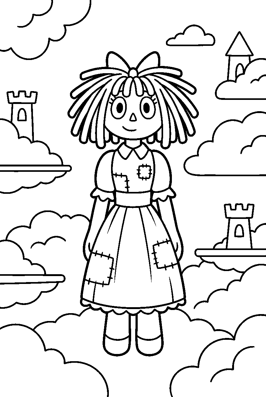 ragatha from the amazing digital circus in cloud kingdom line art