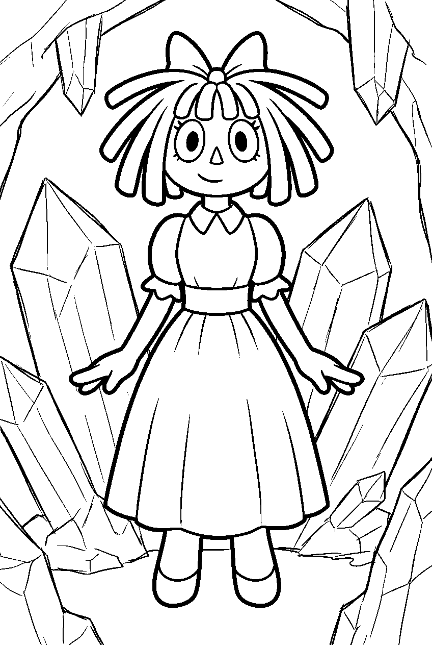 ragatha from the amazing digital circus in crystal cave line art