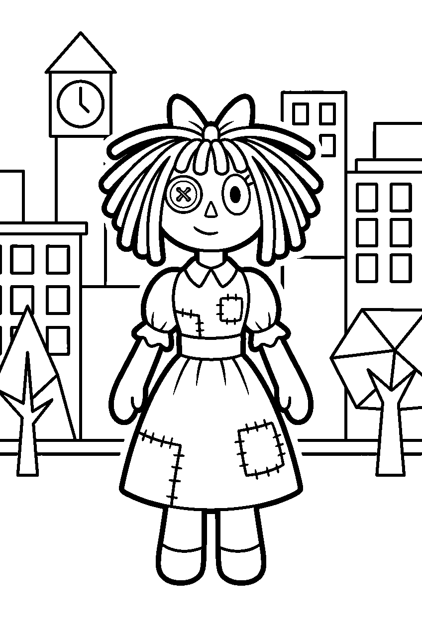 ragatha from the amazing digital circus in digital town line art