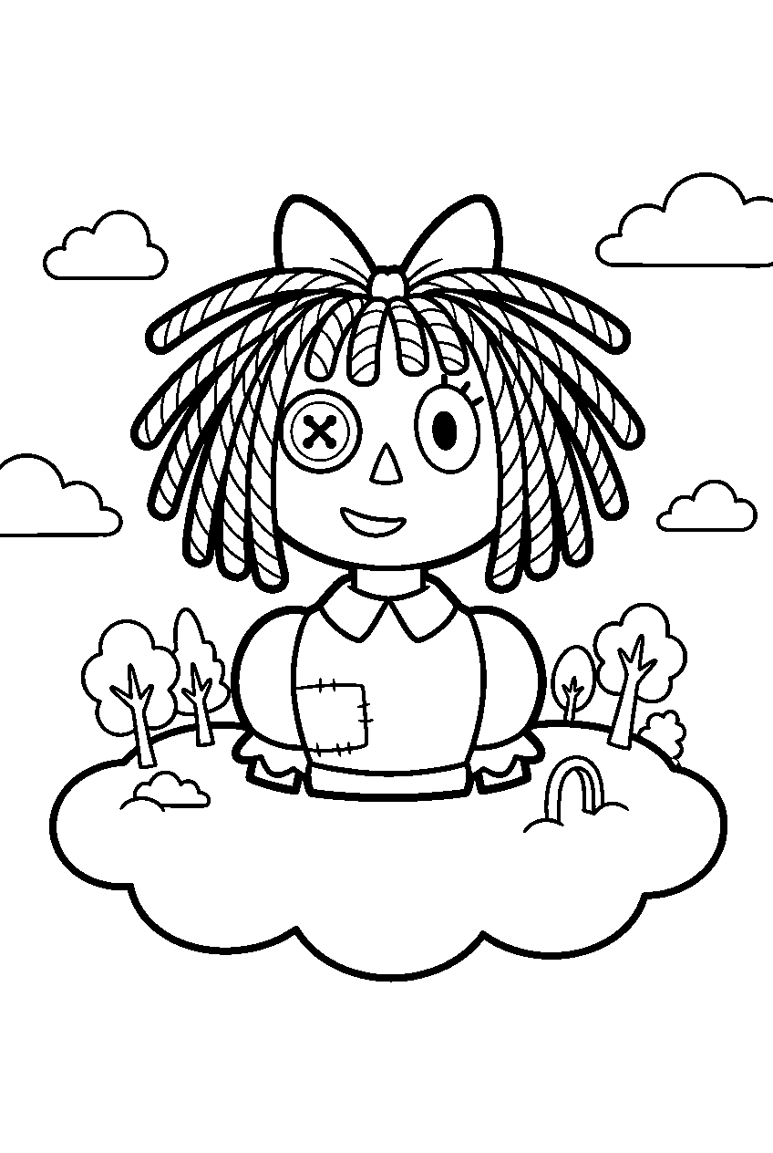 ragatha from the amazing digital circus in floating island line art