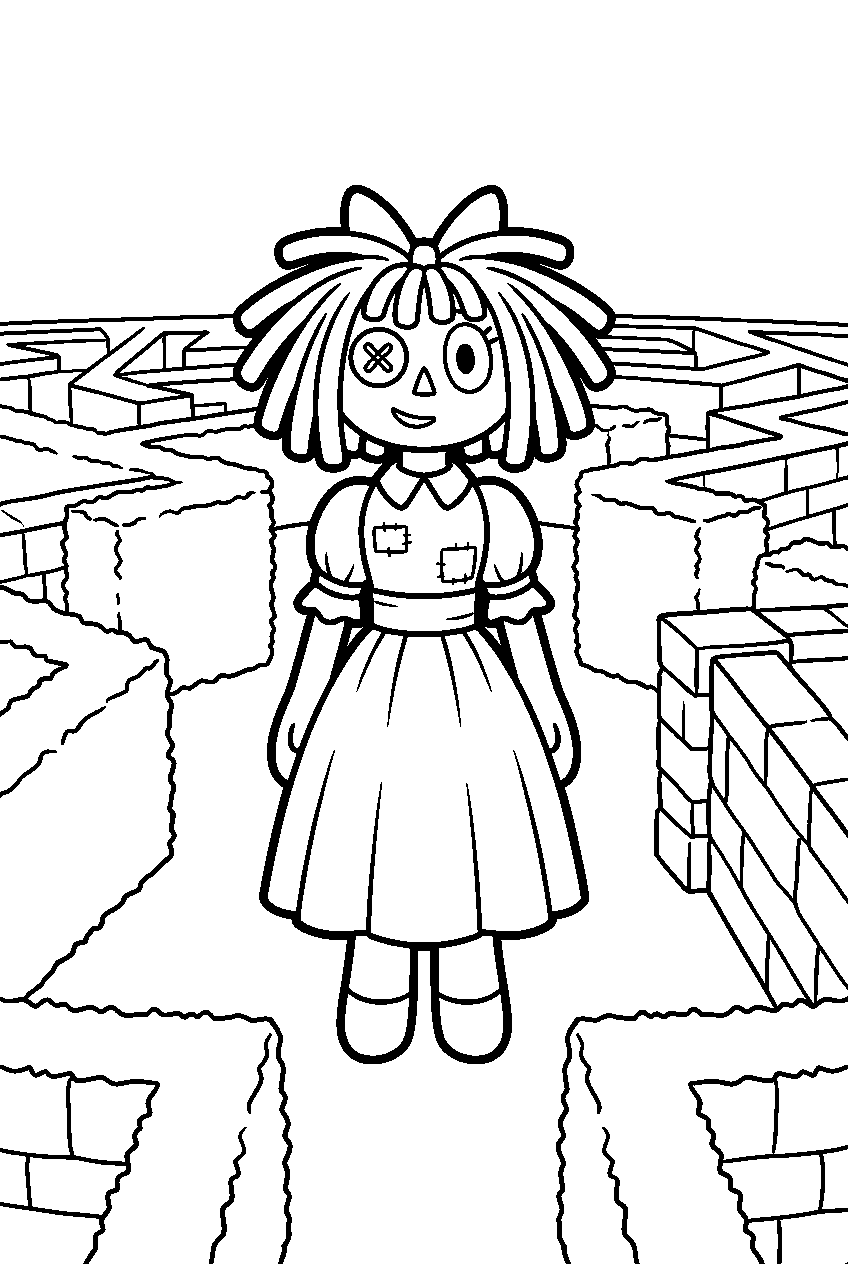 ragatha from the amazing digital circus in mystery maze line art