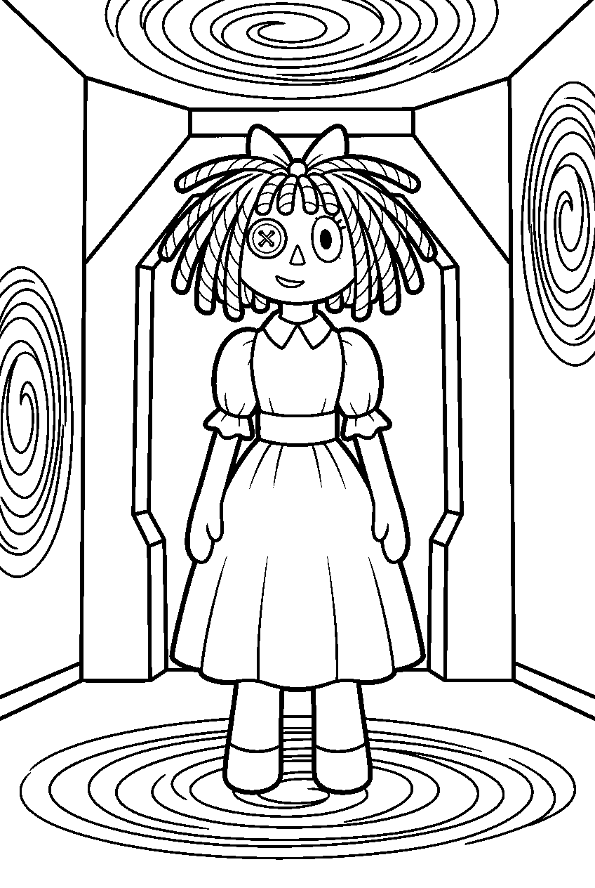 ragatha from the amazing digital circus in portal chamber line art