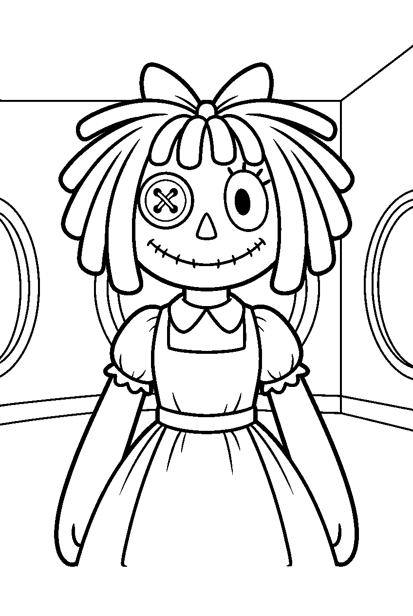 ragatha from the amazing digital circus in portal room line art