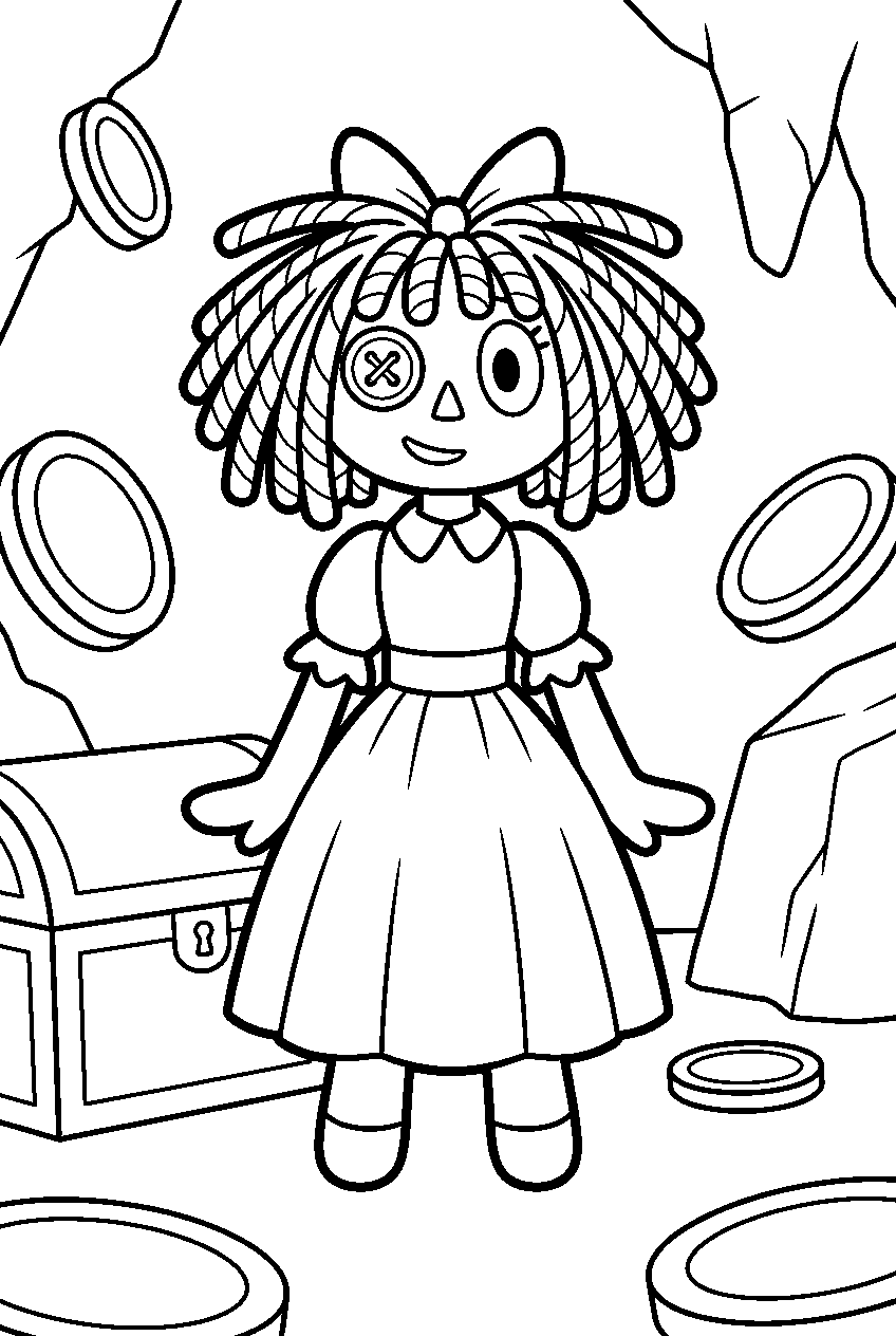 ragatha from the amazing digital circus in treasure cave line art