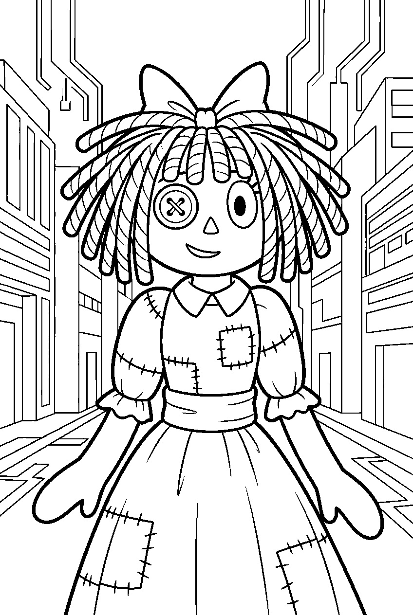 ragatha from the amazing digital circus in virtual city line art