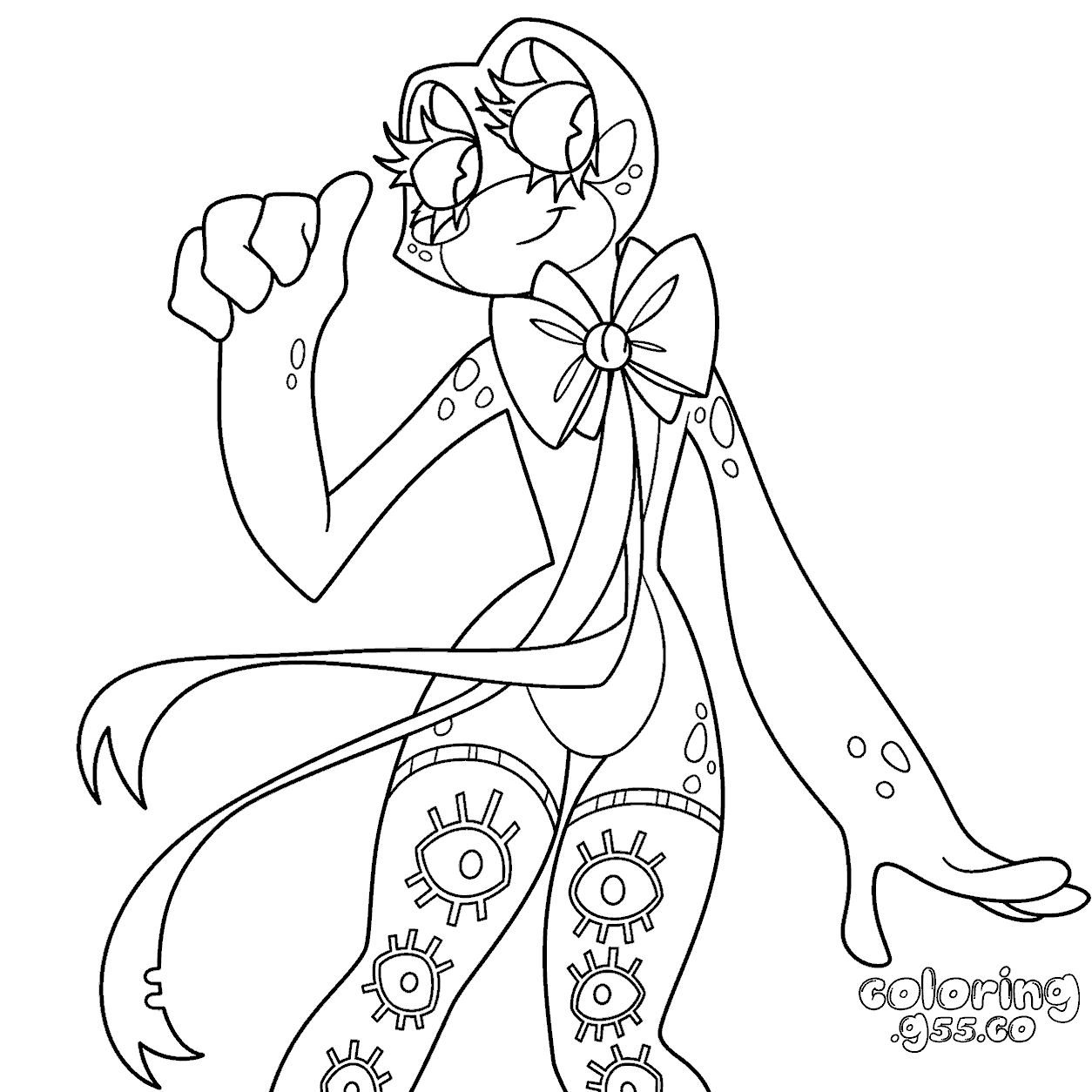 tadc ribbit bow eye stockings line art for kids